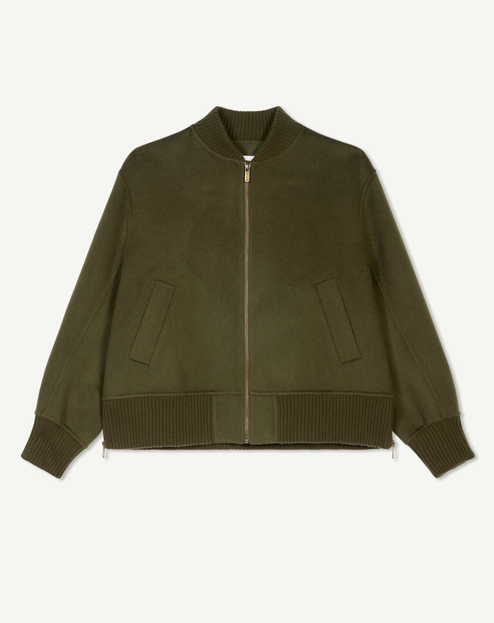 Bomber double face-VERT KELLER-90% laine 10% cachemire Tricot : 50% laine 50% cachemire