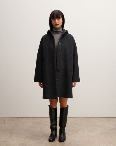 Manteau à capuche-KHOL-90% laine 10% cachemire