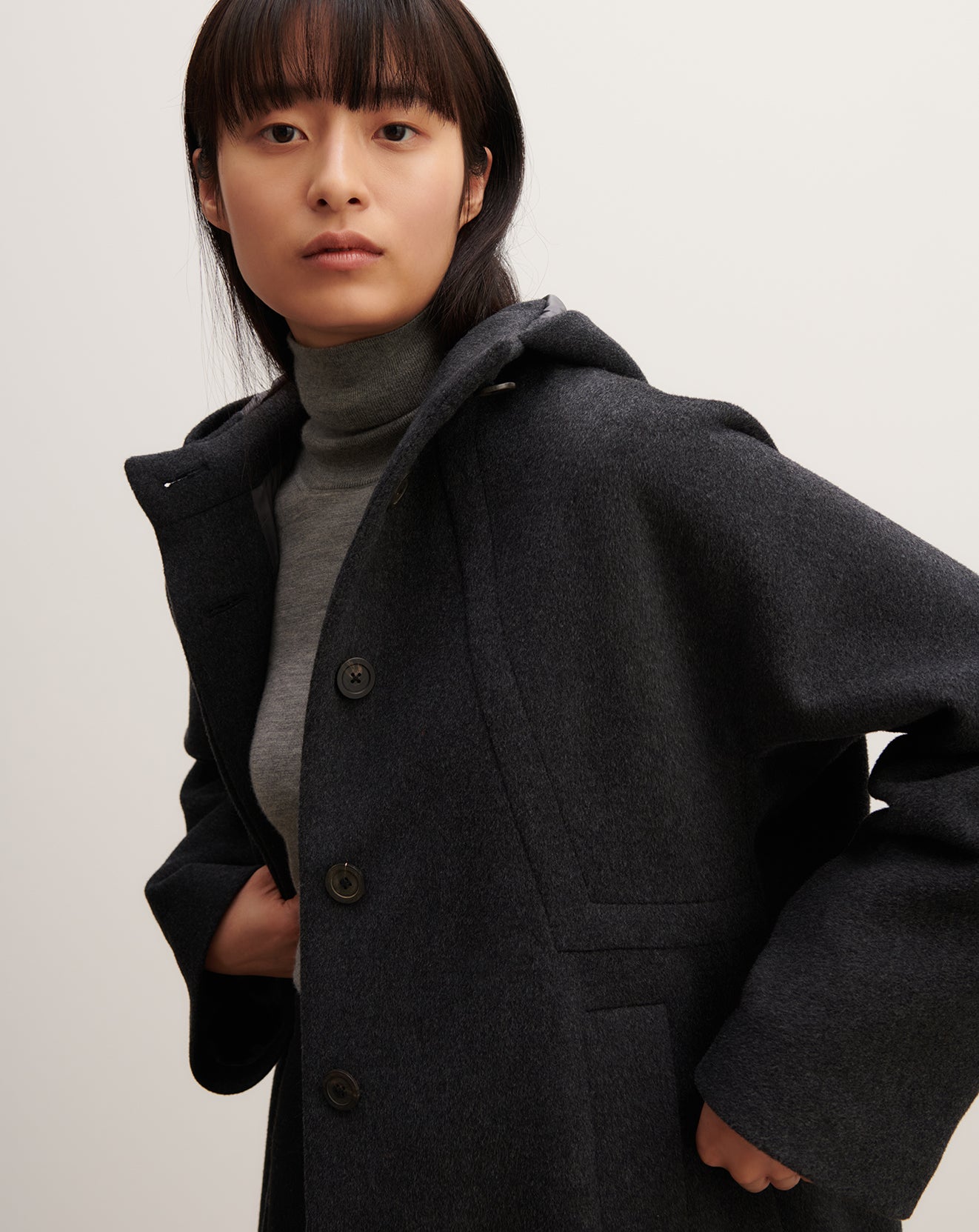 Manteau à capuche-KHOL-90% laine 10% cachemire