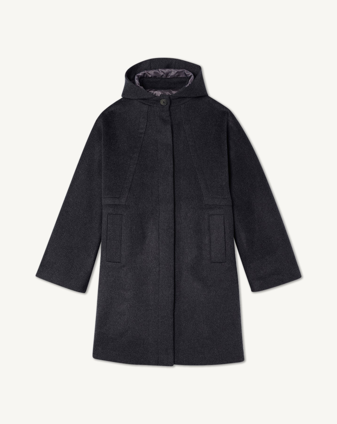 Manteau à capuche-KHOL-90% laine 10% cachemire