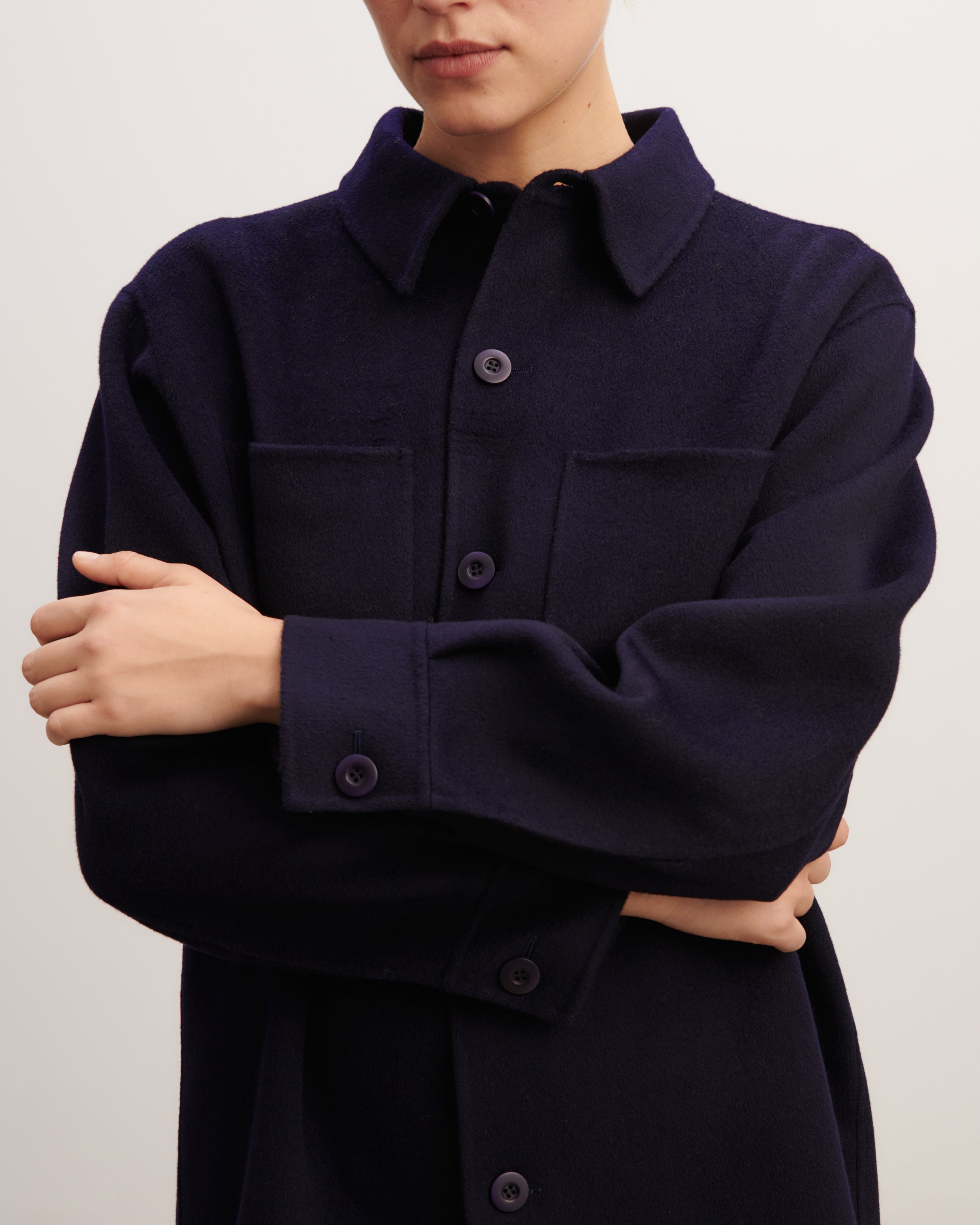 Sur chemise longue-MARINE-90% laine 10% cachemire