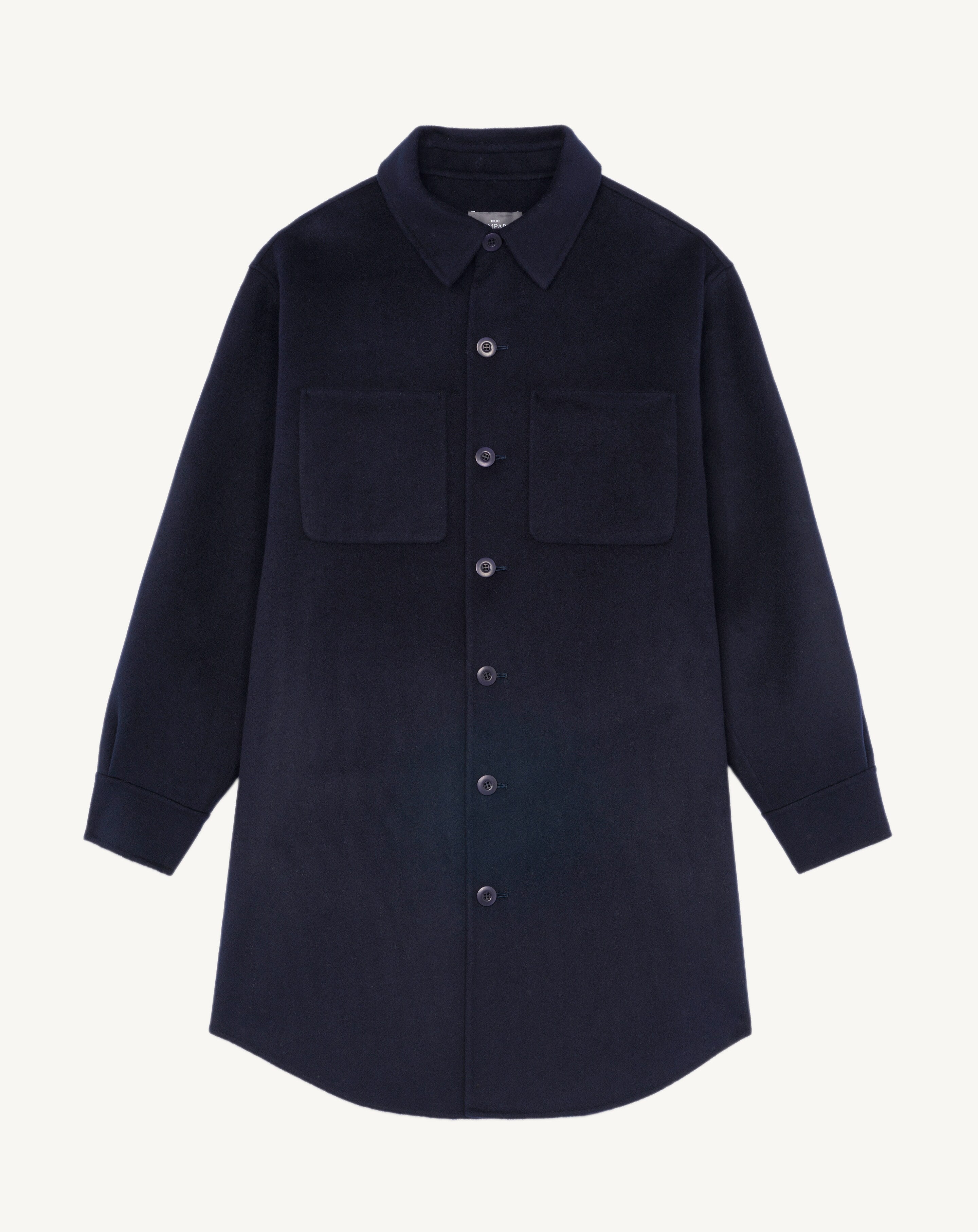 Sur chemise longue-MARINE-90% laine 10% cachemire