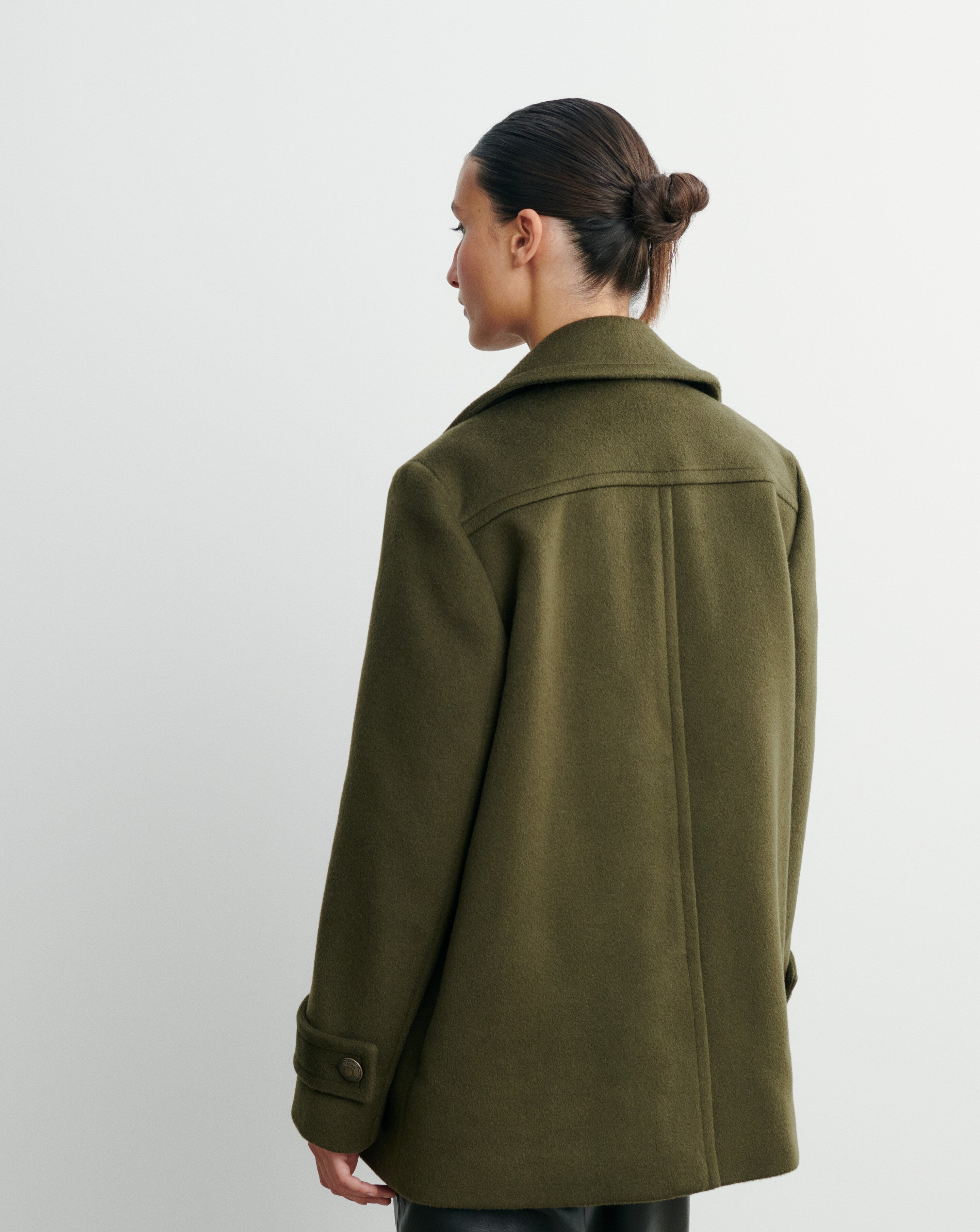 Caban double boutonnage-VERT KELLER-90% laine 10% cachemire