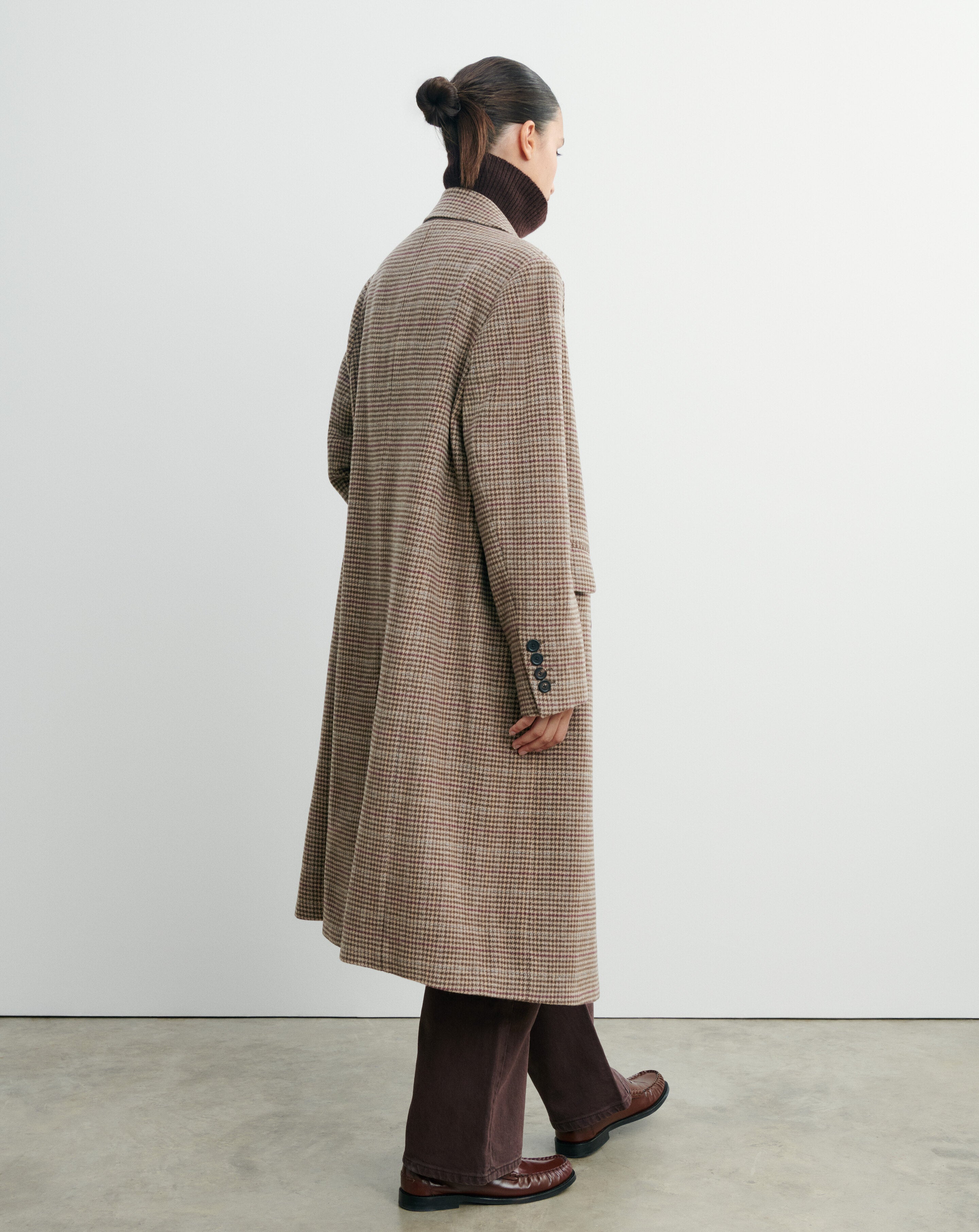 Manteau pied de poule-MILLET/CHOCOLAT-48% yack 47% laine 5% cachemire Doublure : 55 polyester 45% viscose