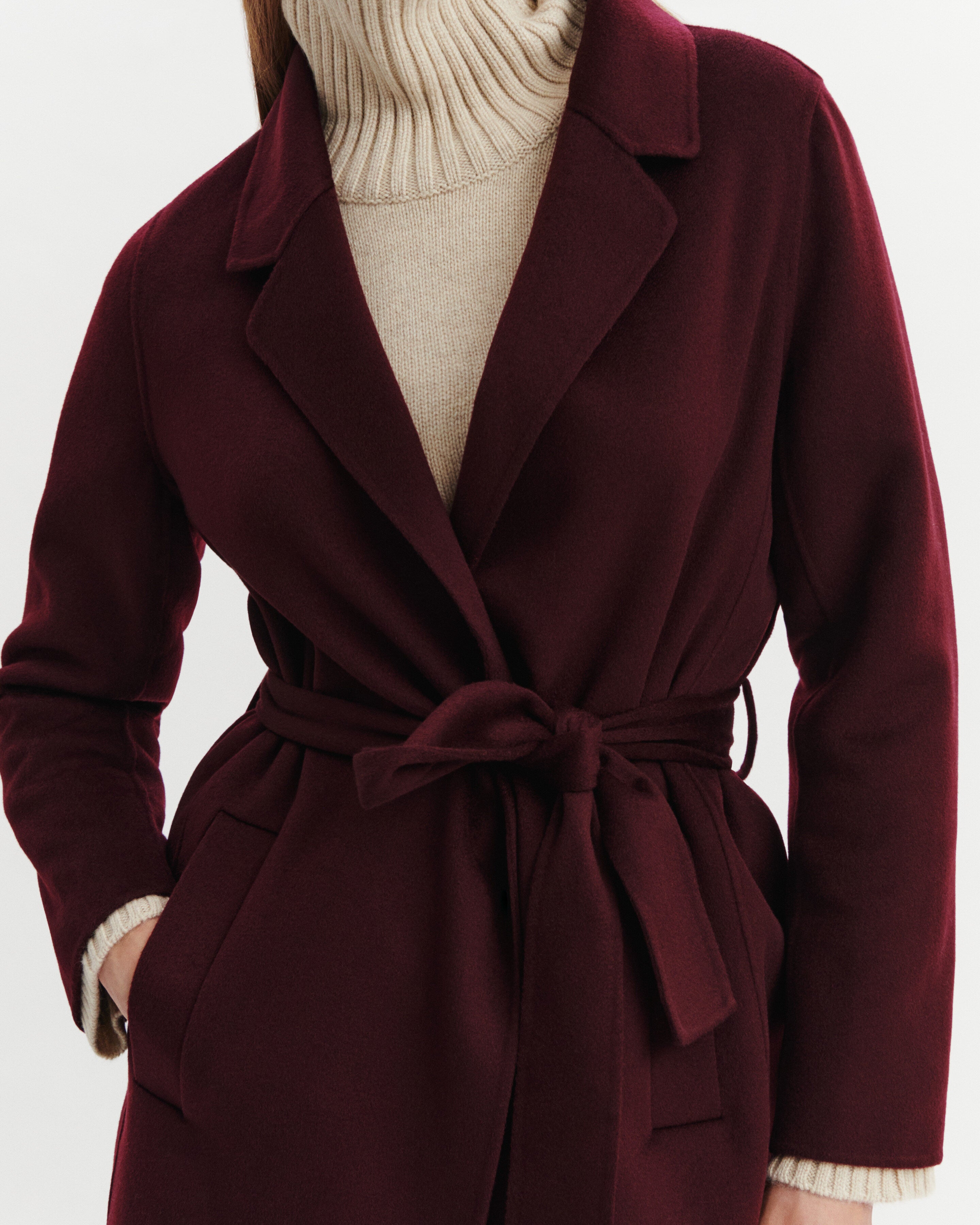 Manteau double face-GRENAT-90% laine 10% cachemire