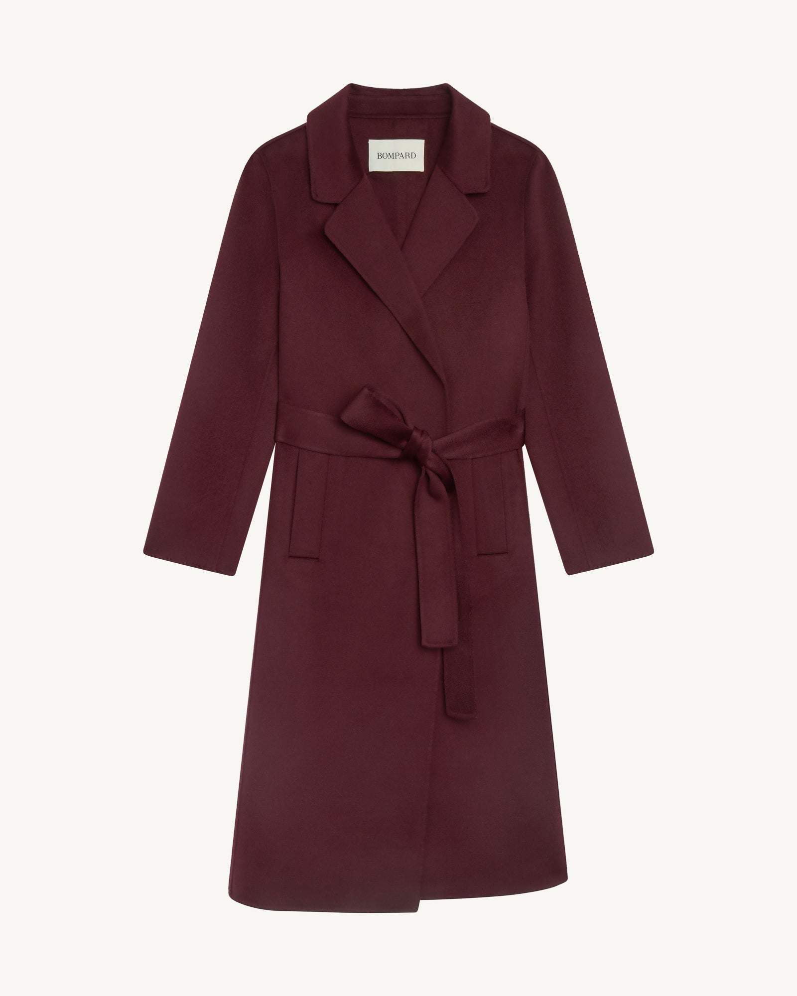 Manteau double face-GRENAT-90% laine 10% cachemire
