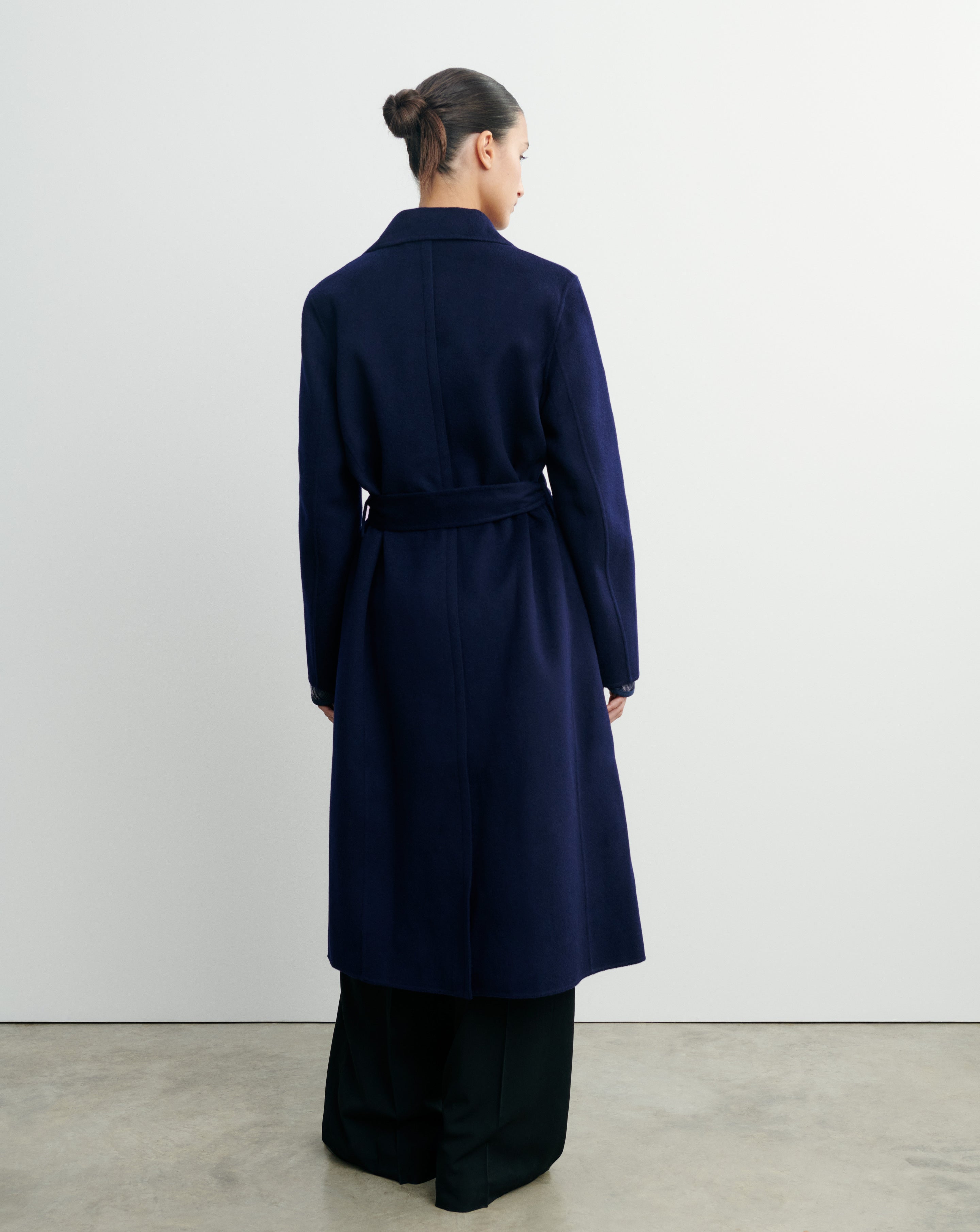 Double-sided coat in Cashmere, Wool Women navy blue | Eric Bompard