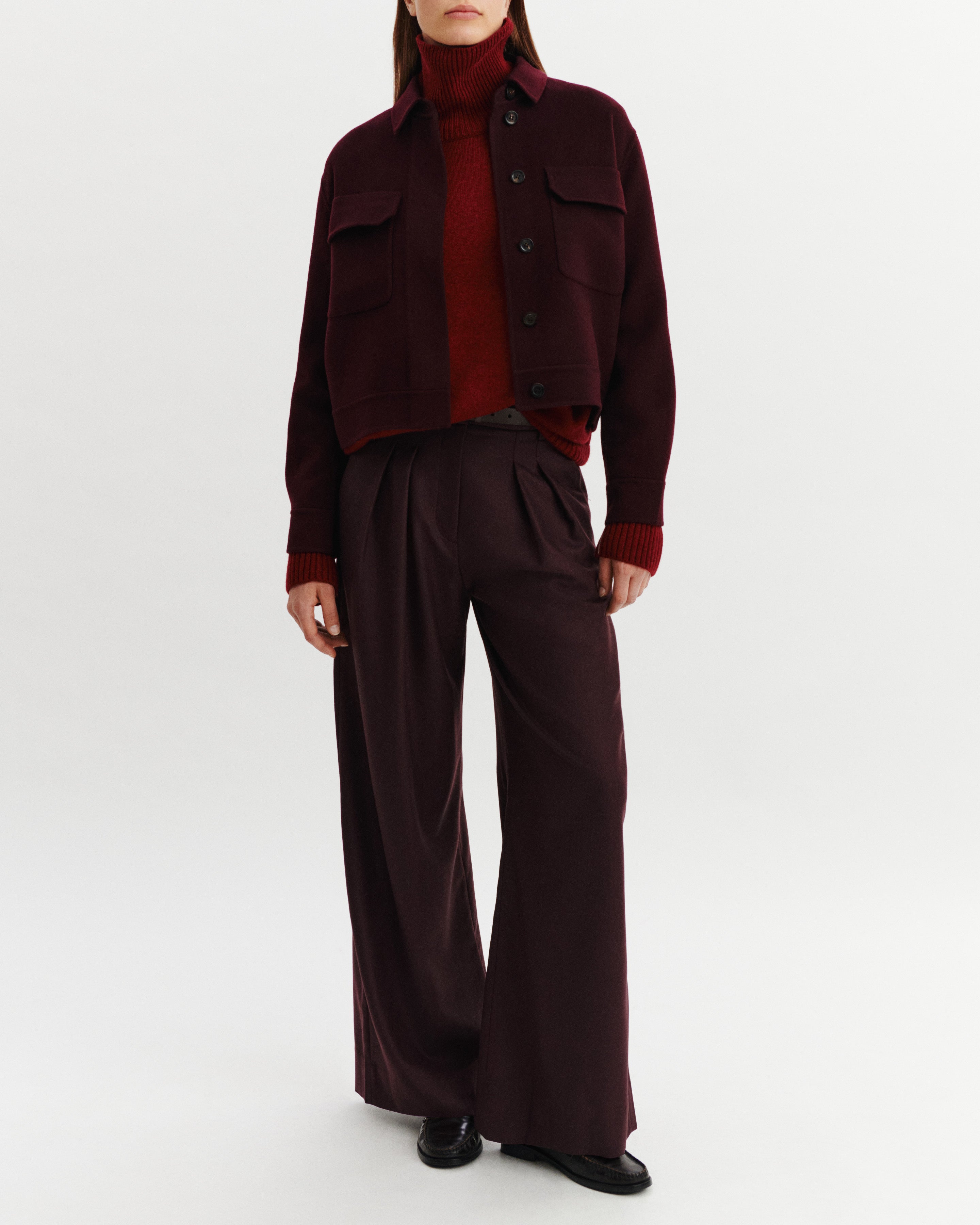 Veste double face à poches-GRENAT-90% laine 10% cachemire