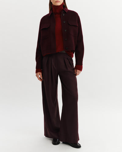 Veste double face à poches-GRENAT-90% laine 10% cachemire