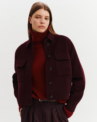 Veste double face à poches-GRENAT-90% laine 10% cachemire
