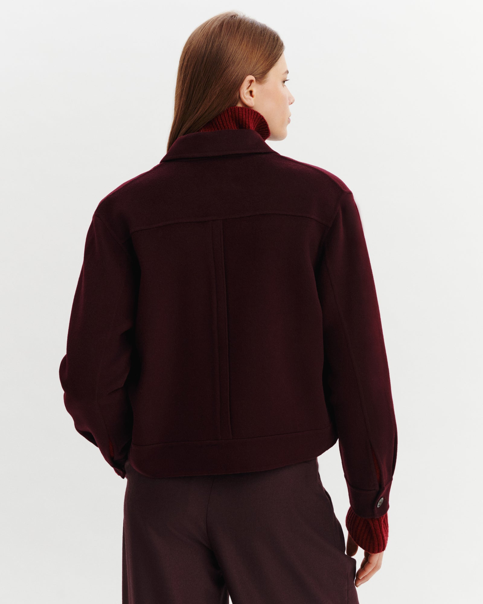 Veste double face à poches-GRENAT-90% laine 10% cachemire