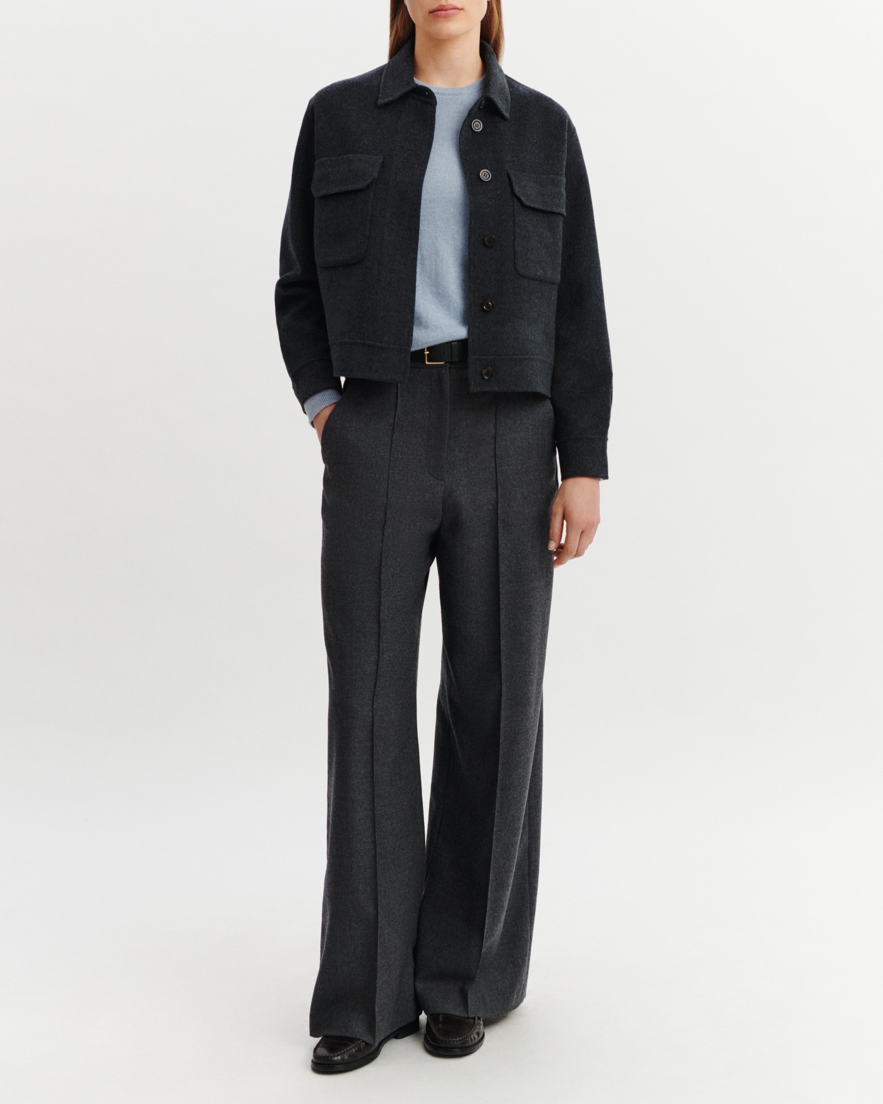 Veste double face à poches-CHARBON-90% laine 10% cachemire