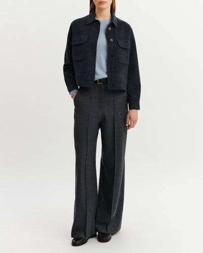 Veste double face à poches-CHARBON-90% laine 10% cachemire