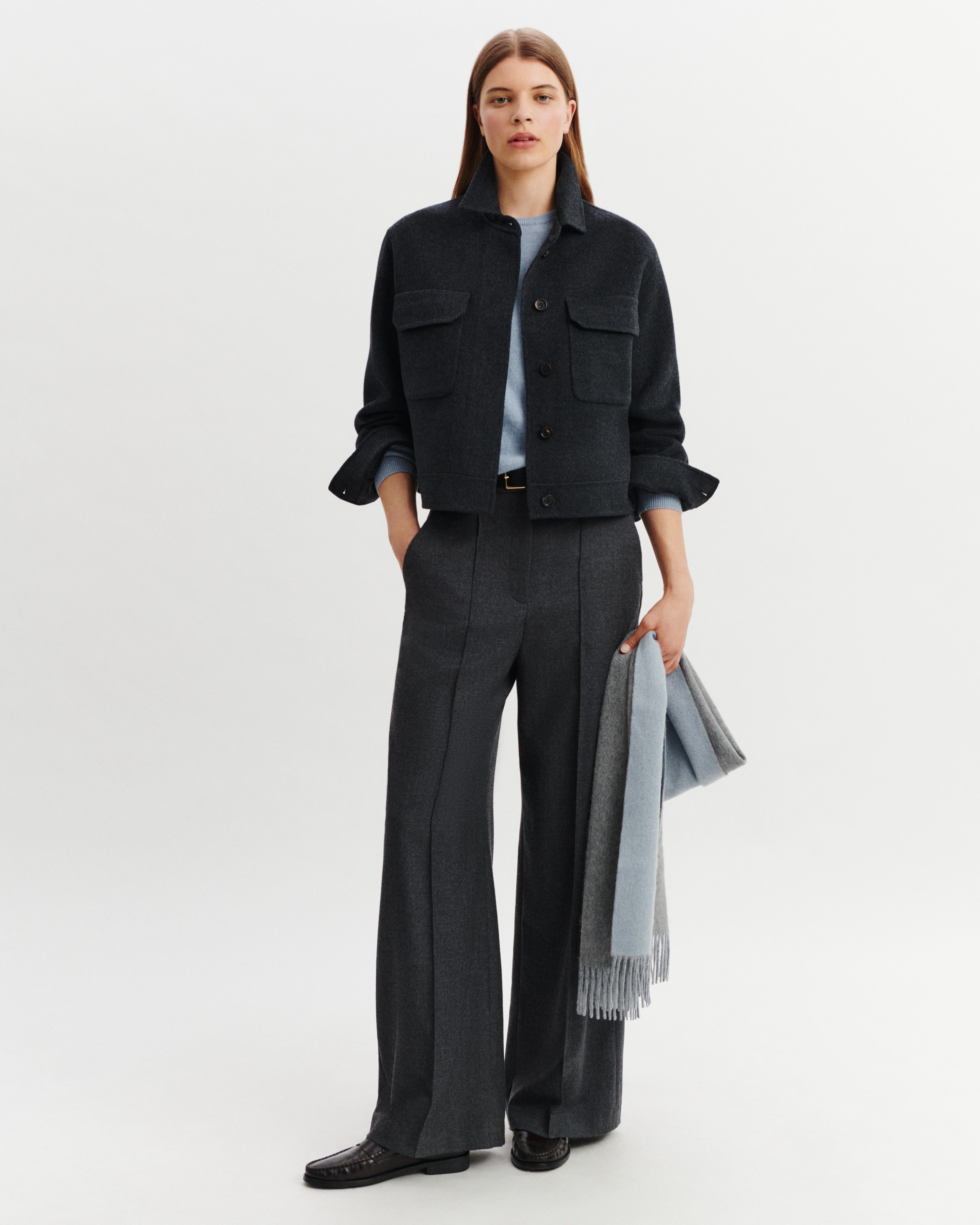 Veste double face à poches-CHARBON-90% laine 10% cachemire