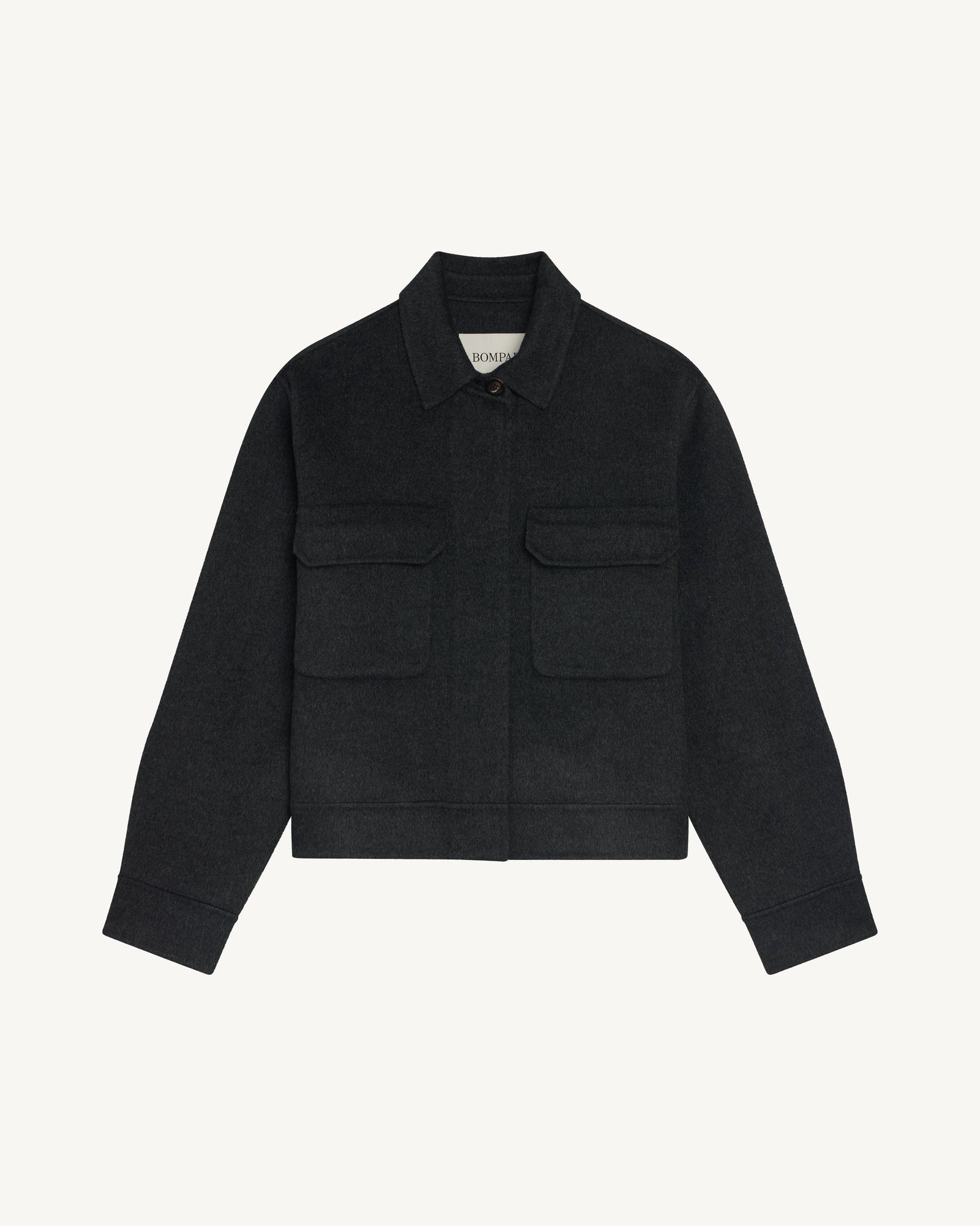 Veste double face à poches-CHARBON-90% laine 10% cachemire