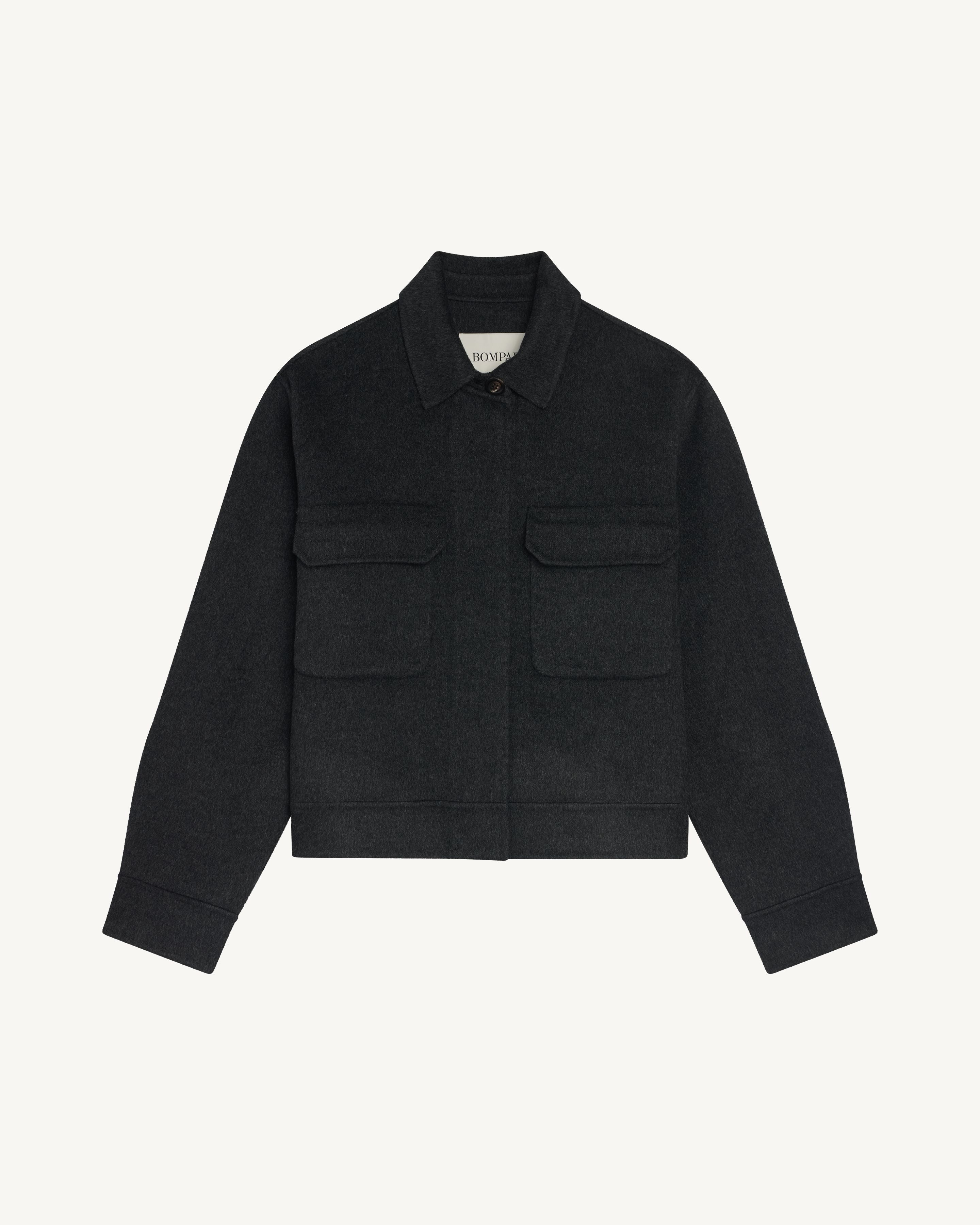 Veste double face à poches-CHARBON-90% laine 10% cachemire