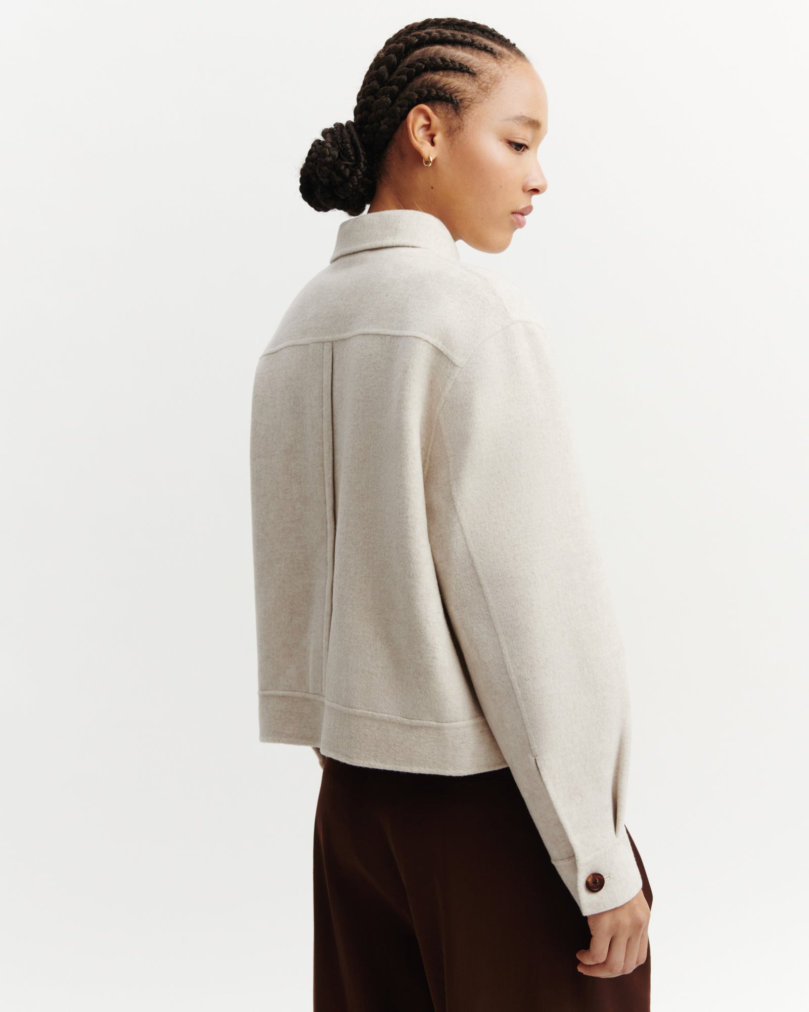 Veste double face à poches-TOURTERELLE-90% laine 10% cachemire