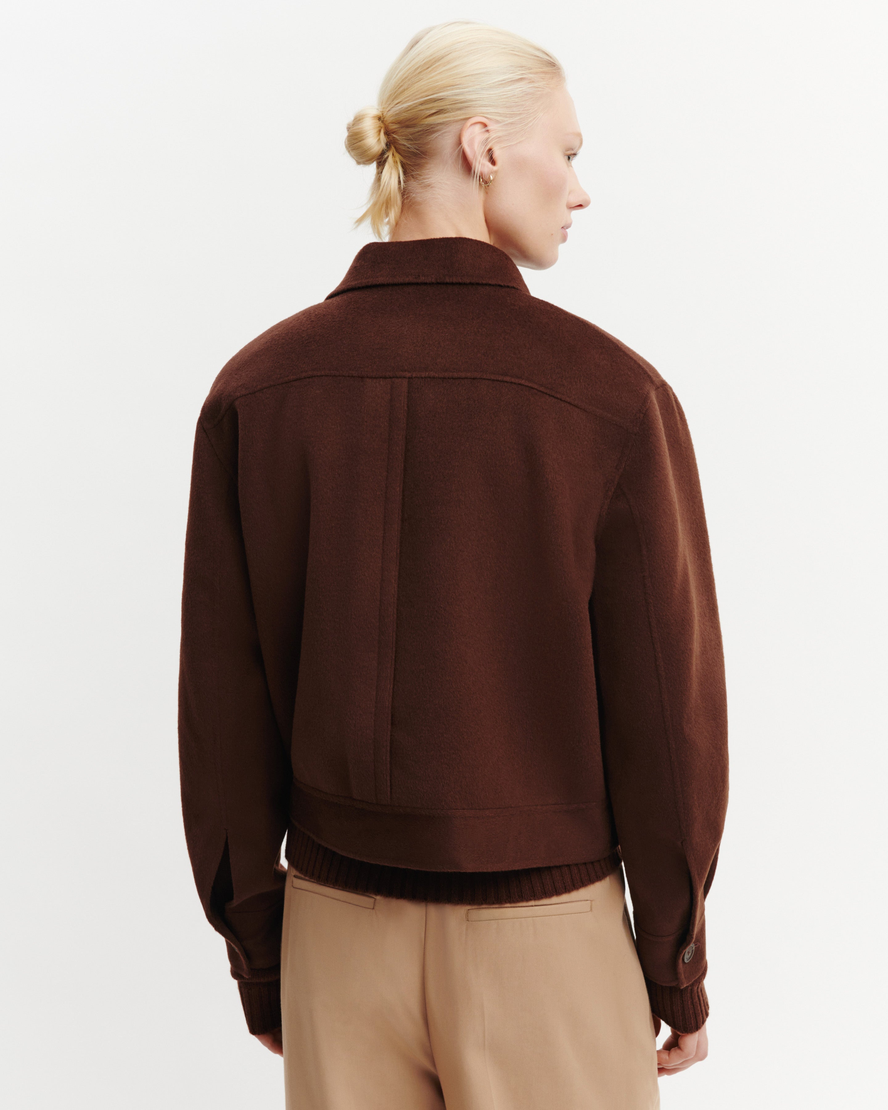 Double-sided jacket with pockets in Wool, Cashmere Women coffee