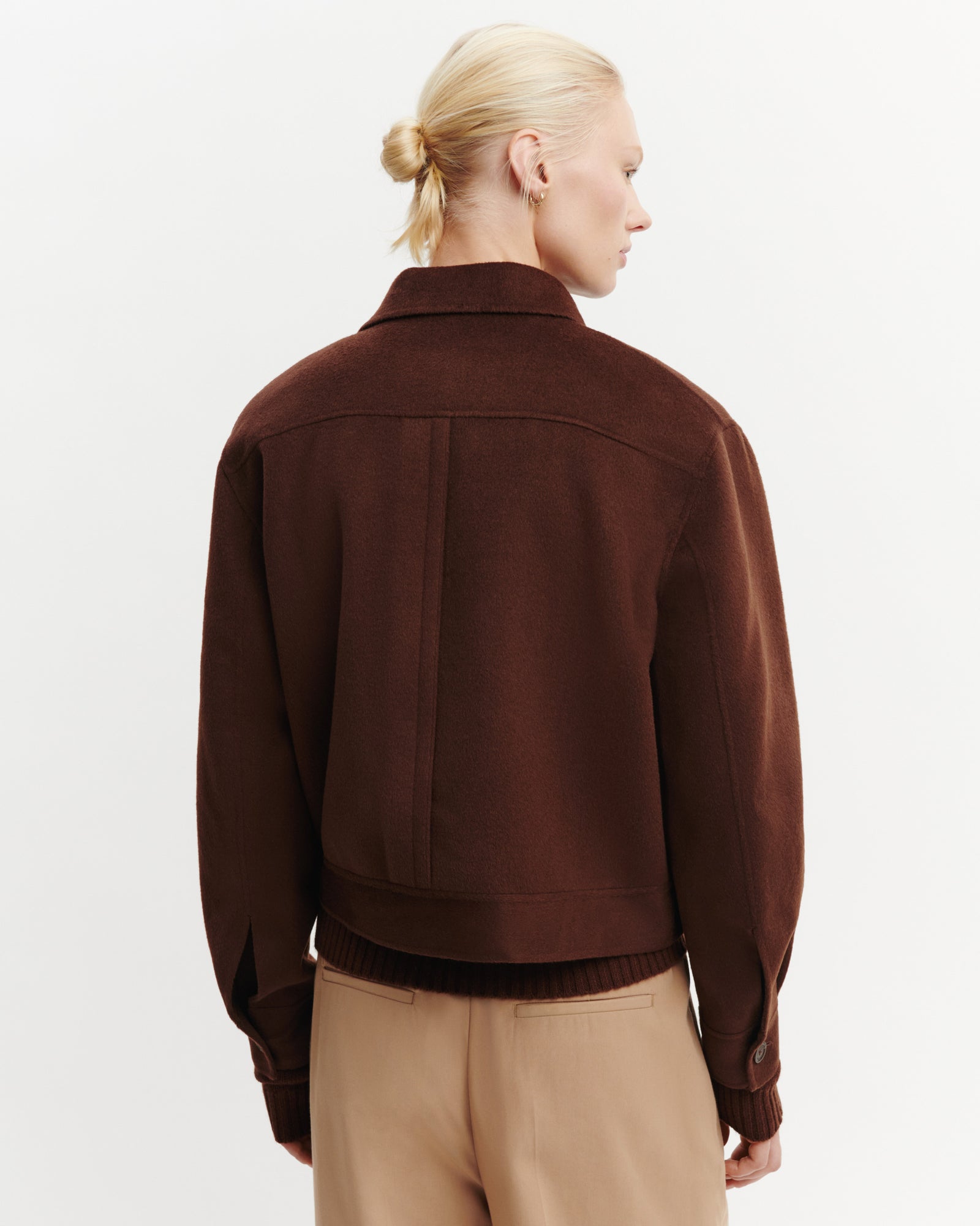 Veste double face à poches-CAFE-90% laine 10% cachemire