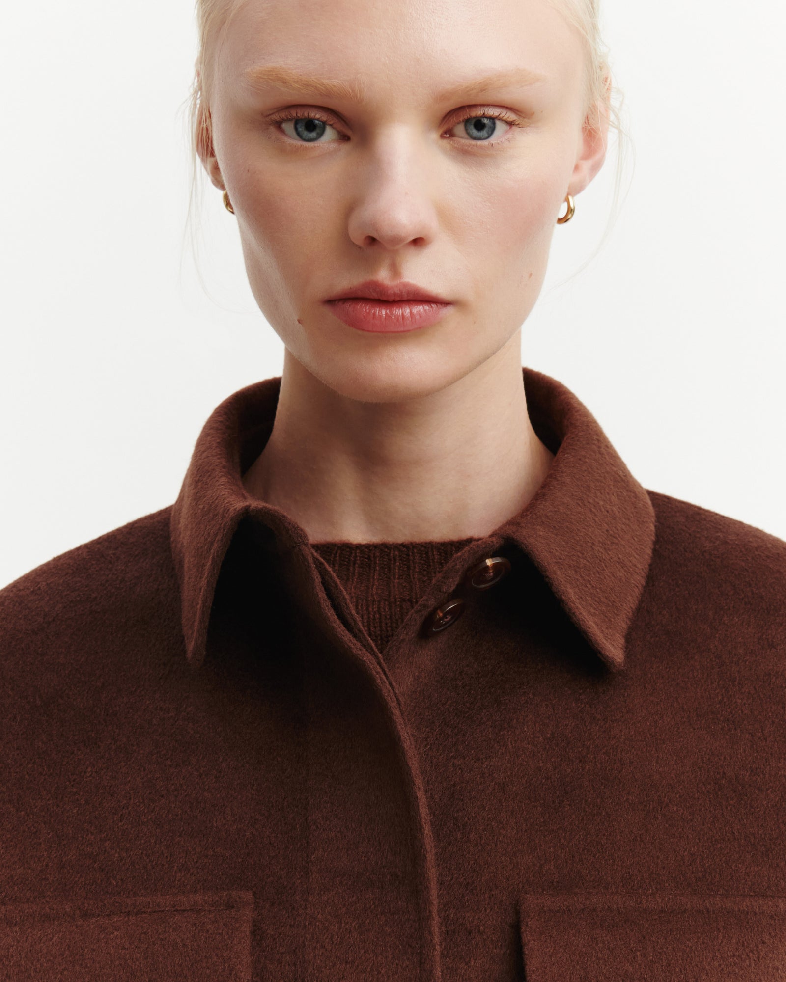 Veste double face à poches-CAFE-90% laine 10% cachemire