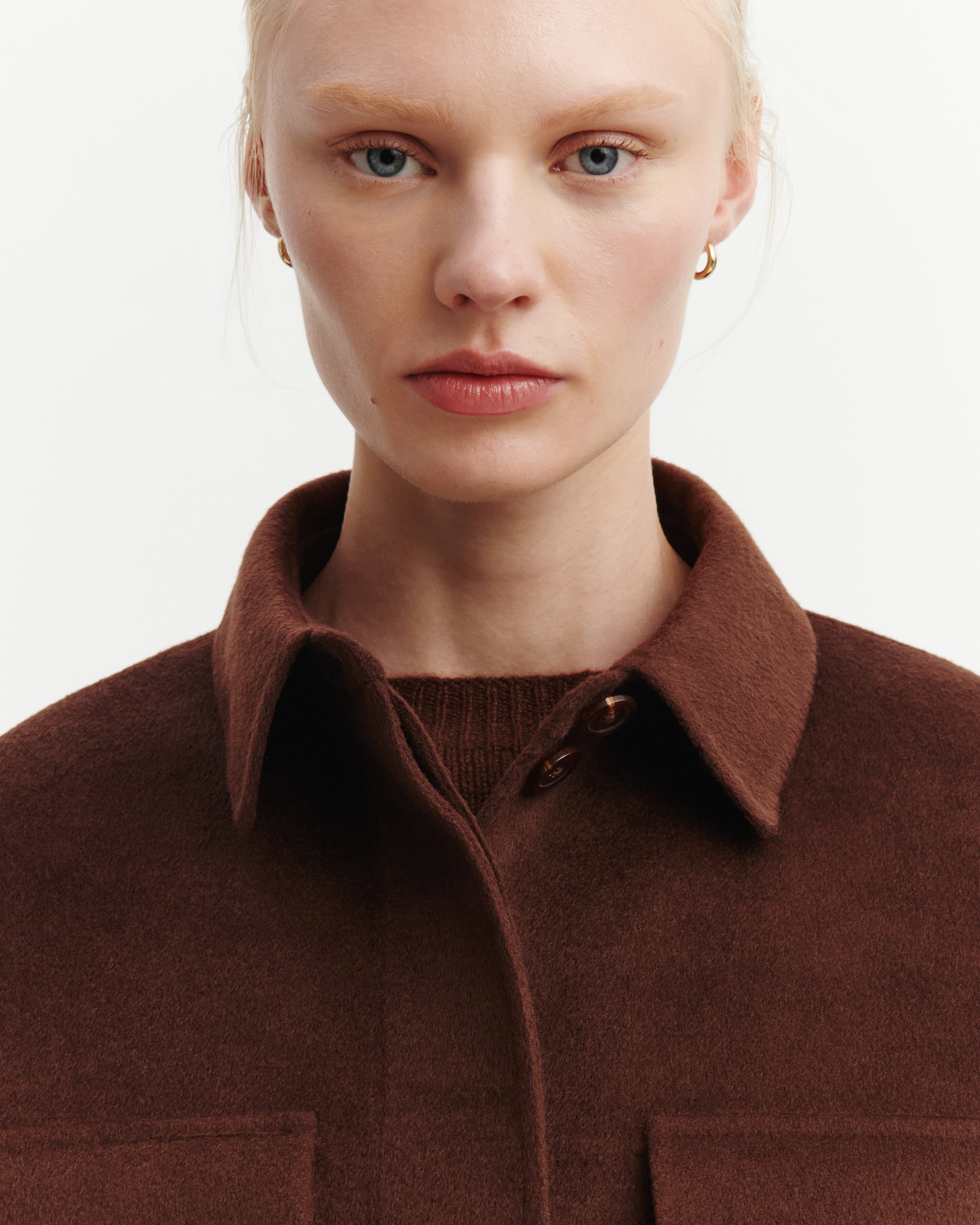 Veste double face à poches-CAFE-90% laine 10% cachemire