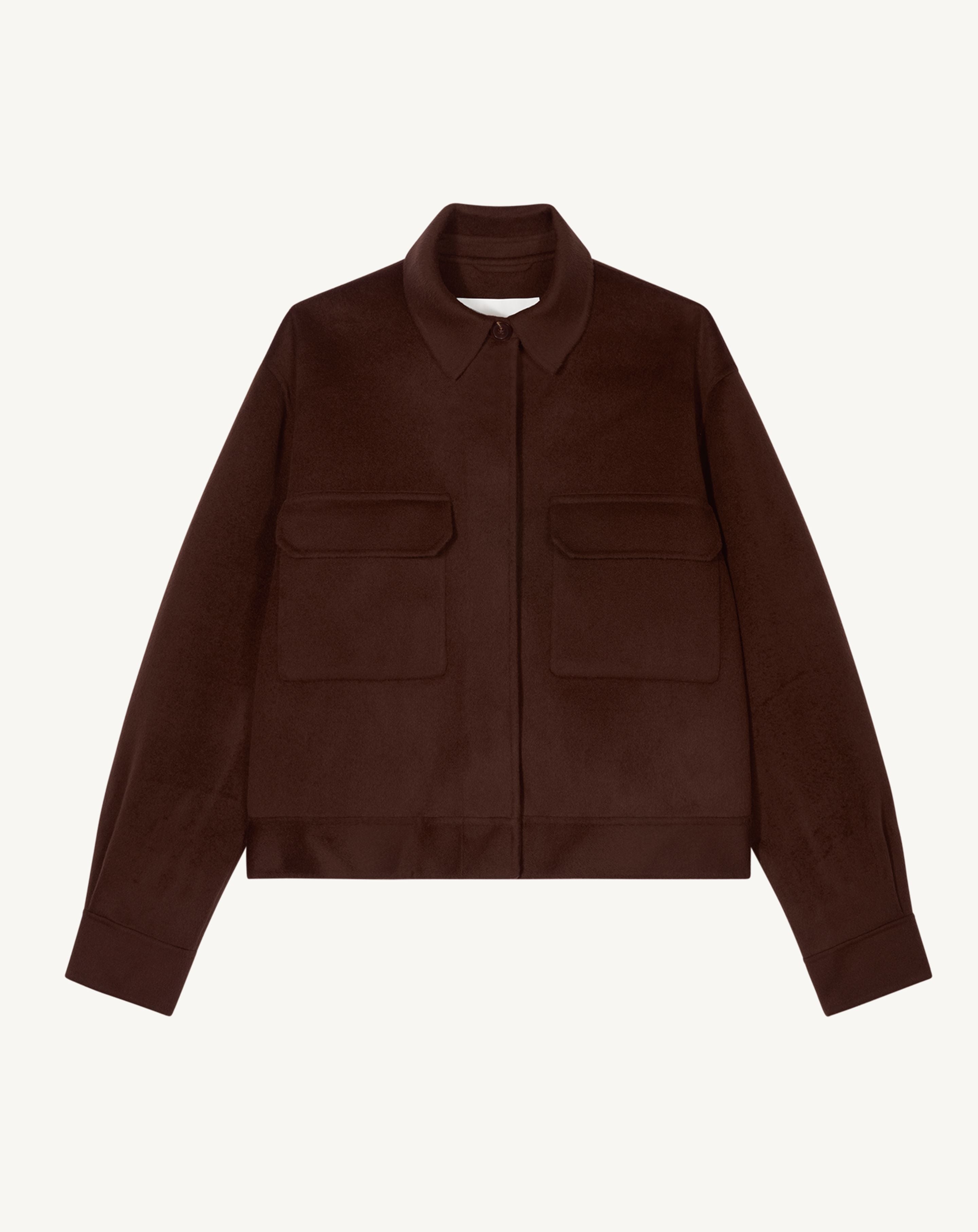 Veste double face à poches-CAFE-90% laine 10% cachemire