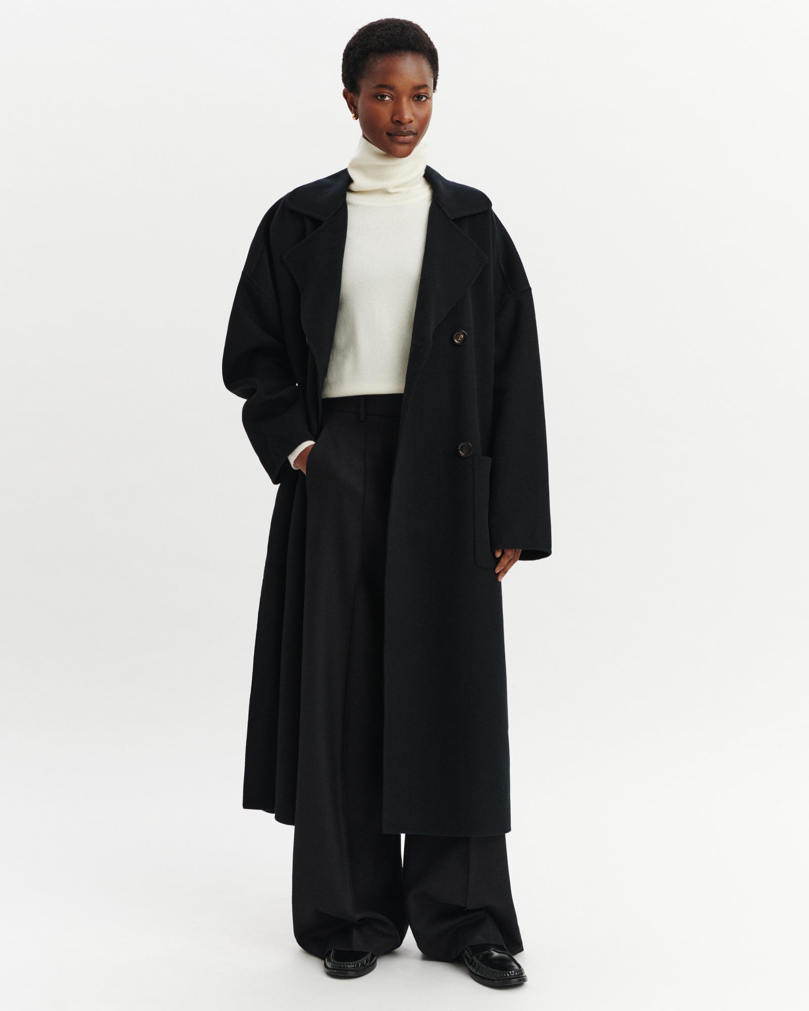Manteau long-NOIR-100% cachemire