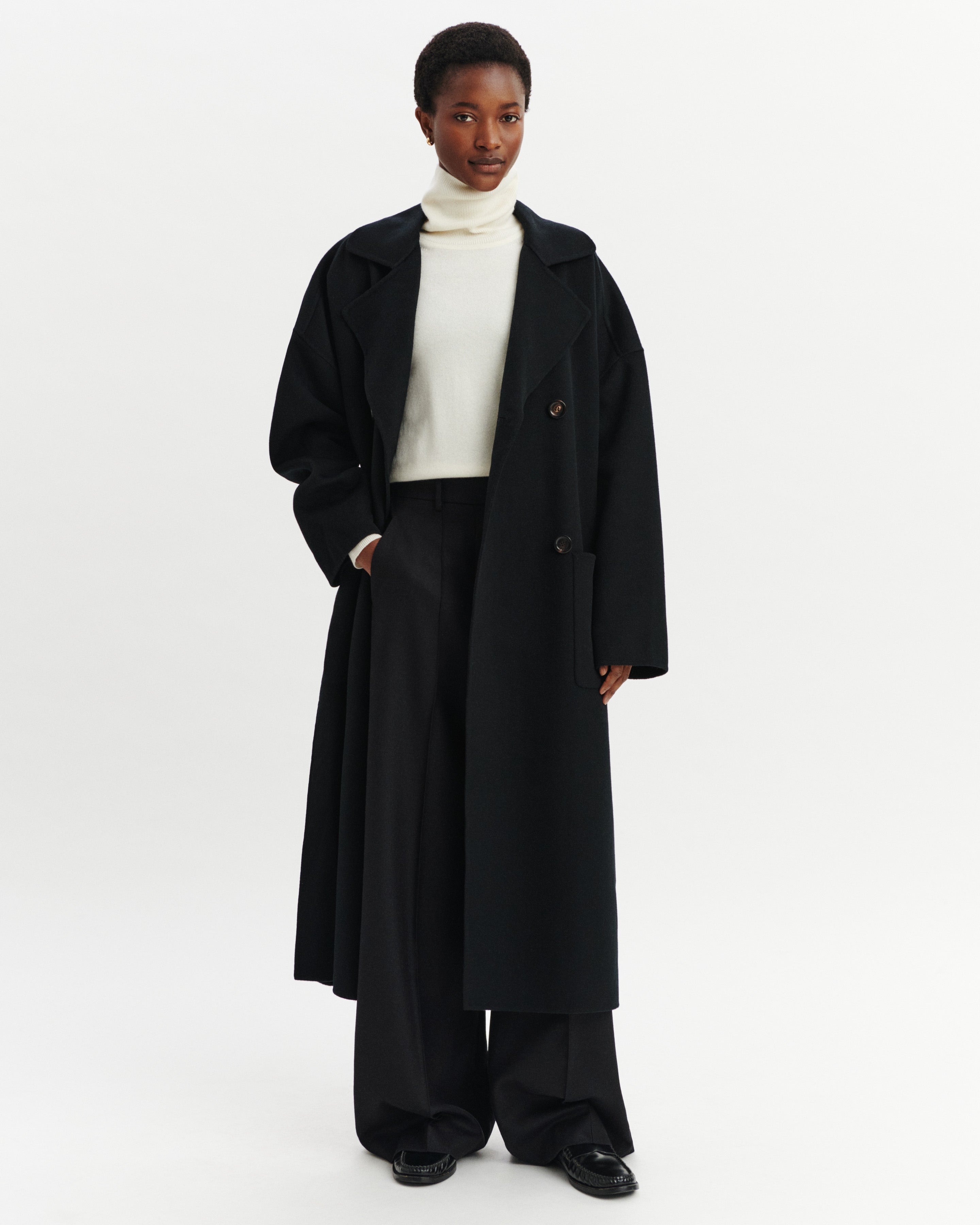 Manteau long-NOIR-100% cachemire
