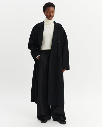 Manteau long-NOIR-100% cachemire