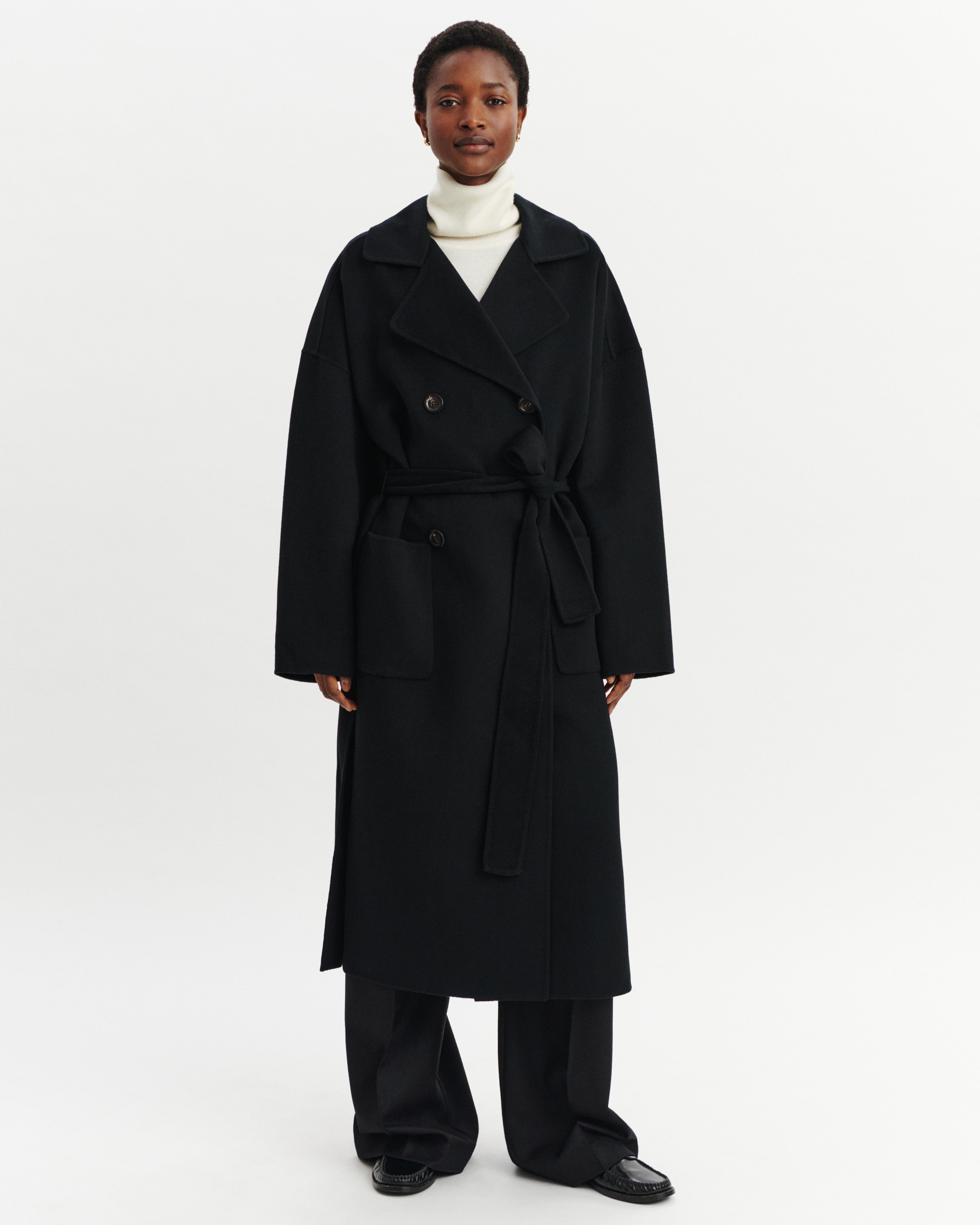 Manteau long-NOIR-100% cachemire