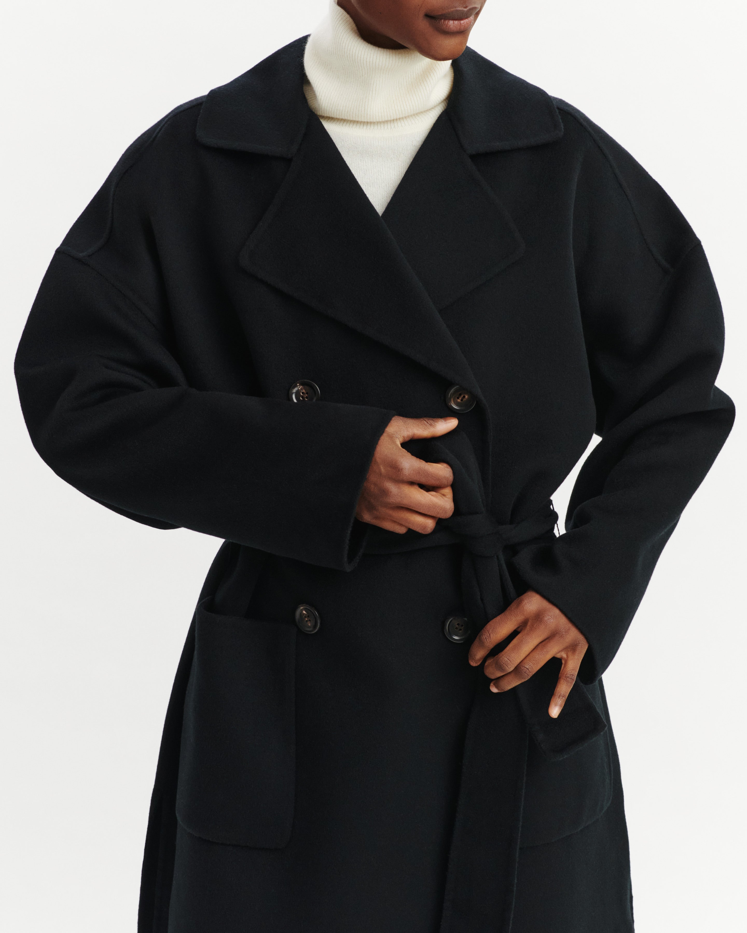 Manteau long-NOIR-100% cachemire