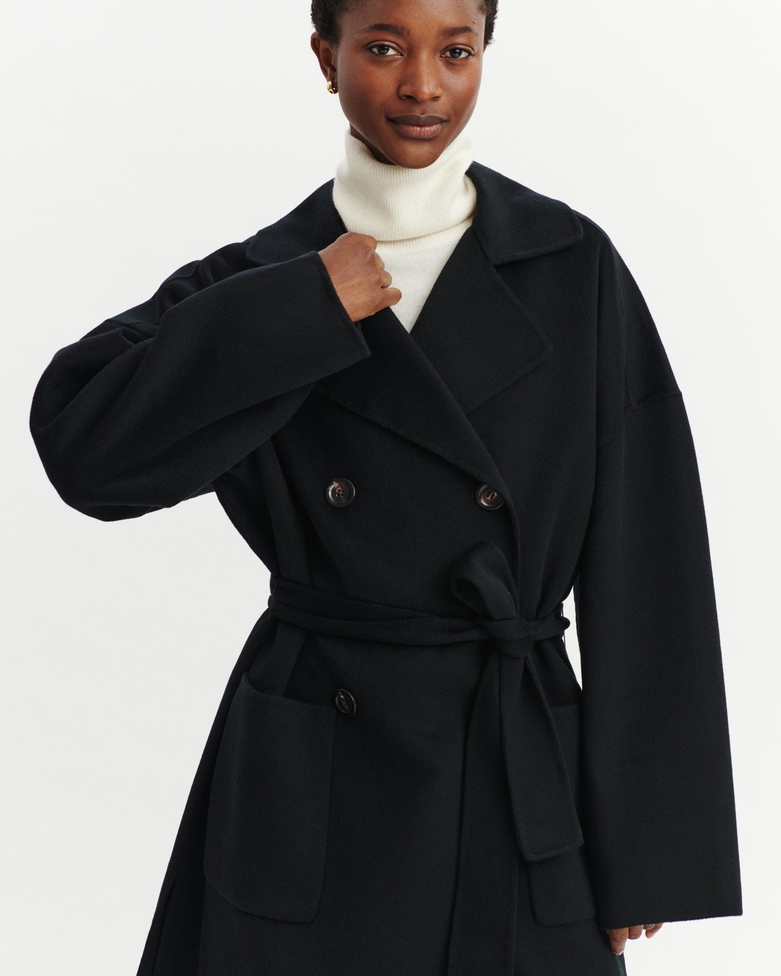 Manteau long-NOIR-100% cachemire