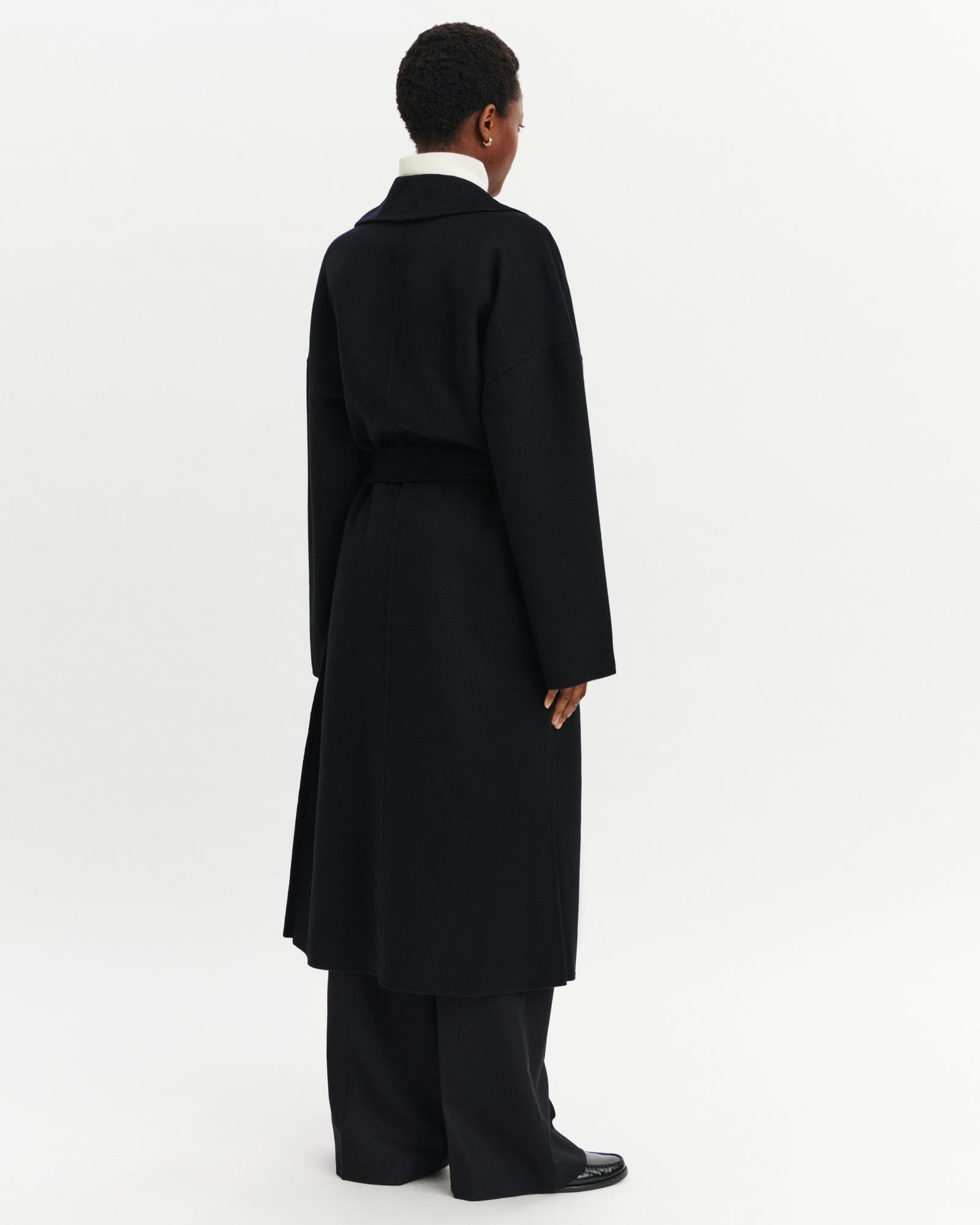 Manteau long-NOIR-100% cachemire