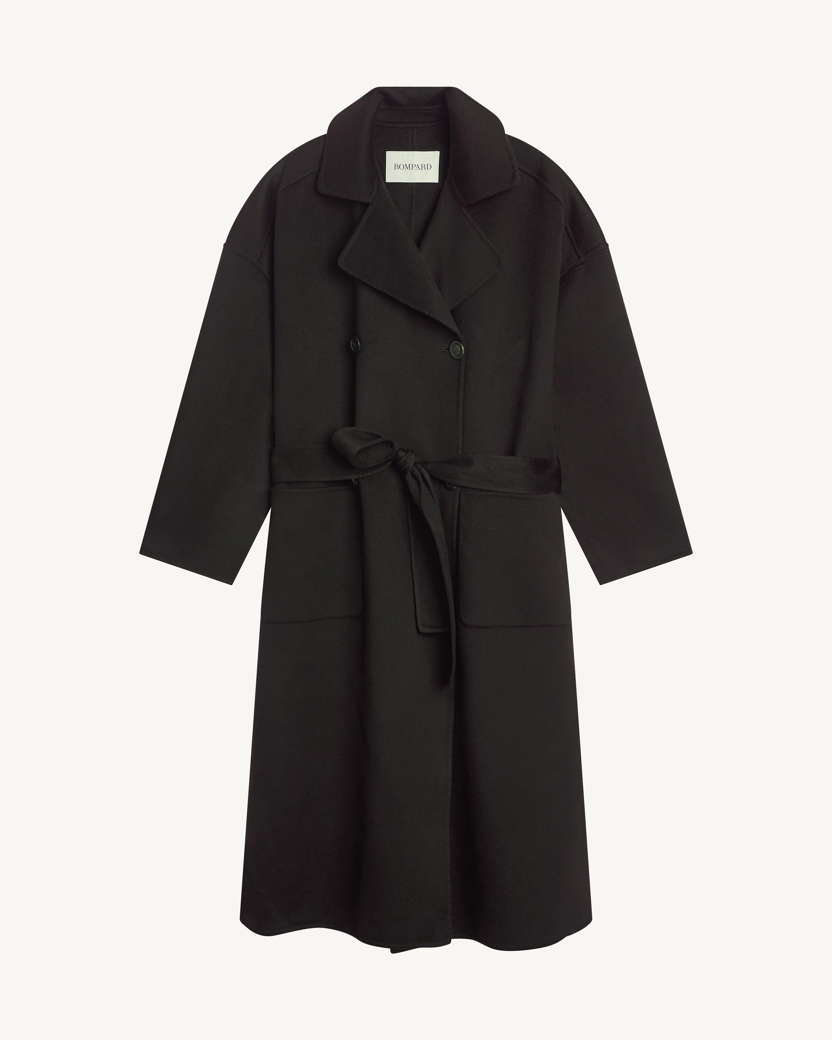 Manteau long-NOIR-100% cachemire