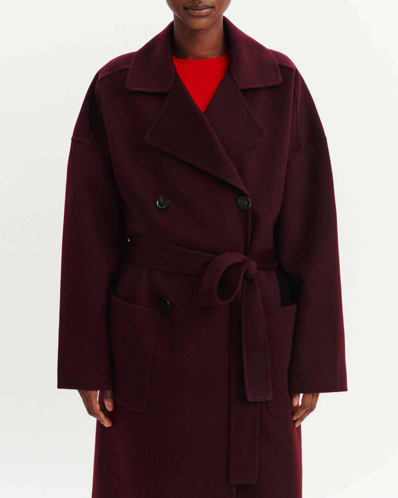 Manteau long-GRENAT-100% cachemire