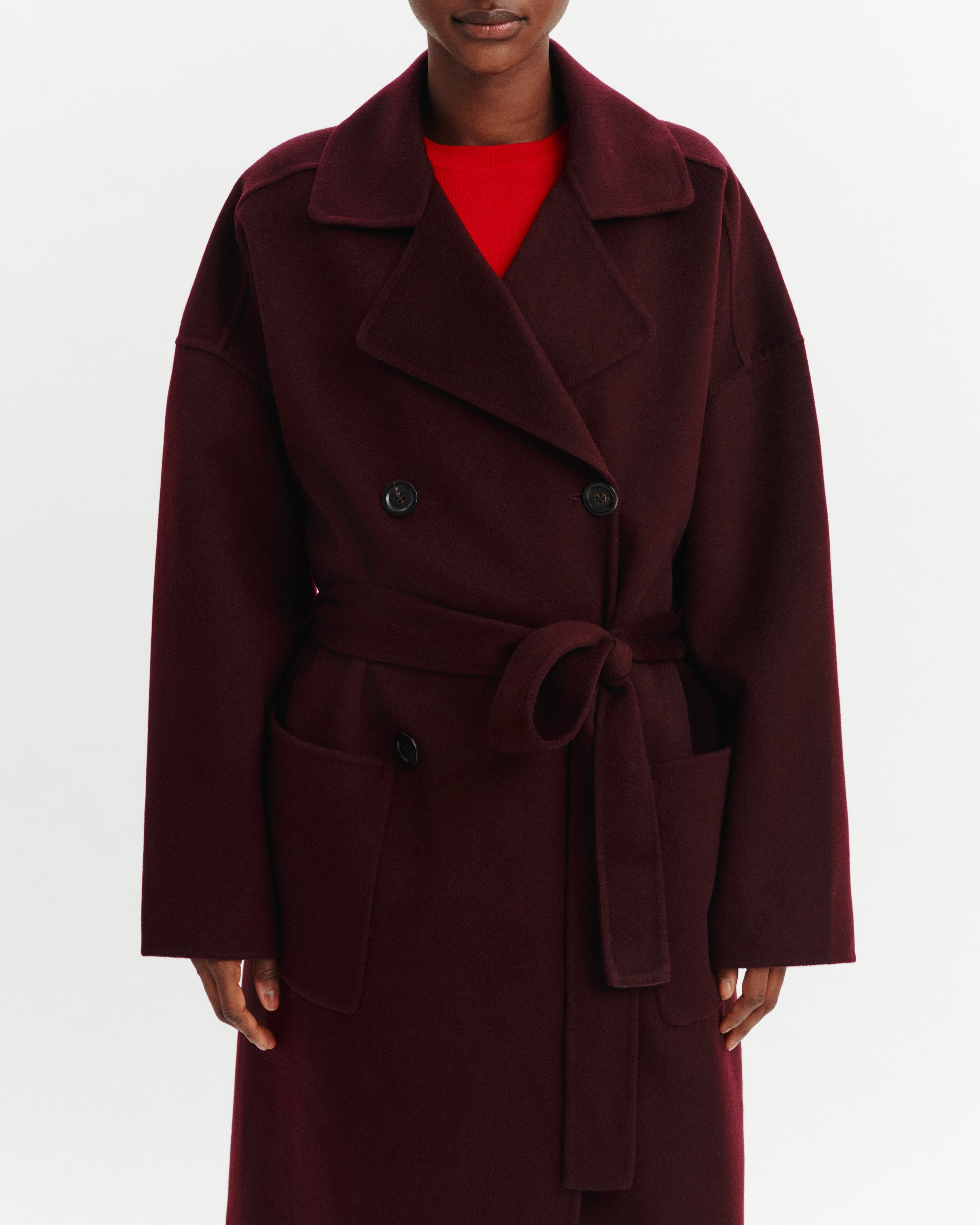 Manteau long-GRENAT-100% cachemire