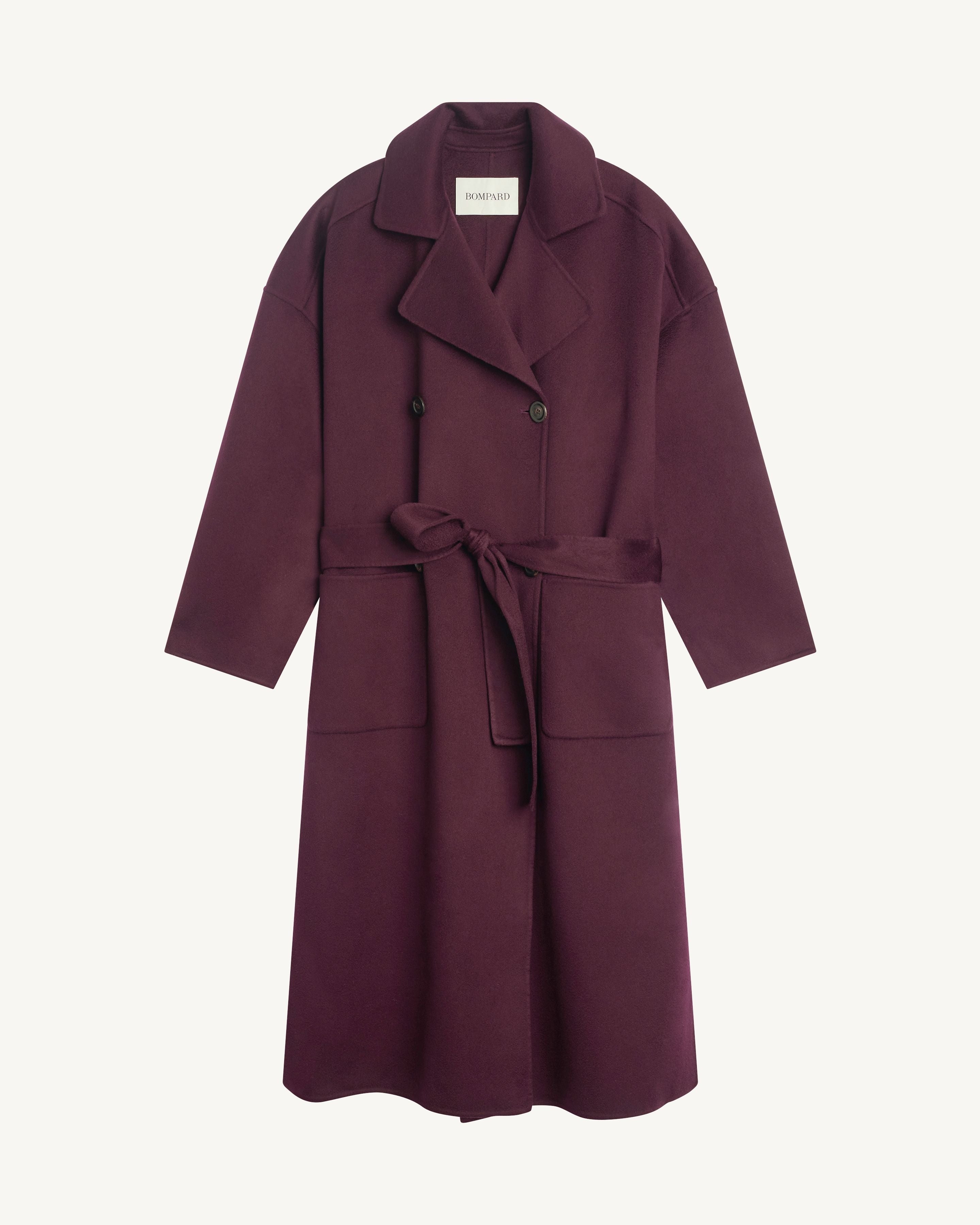 Manteau long-GRENAT-100% cachemire