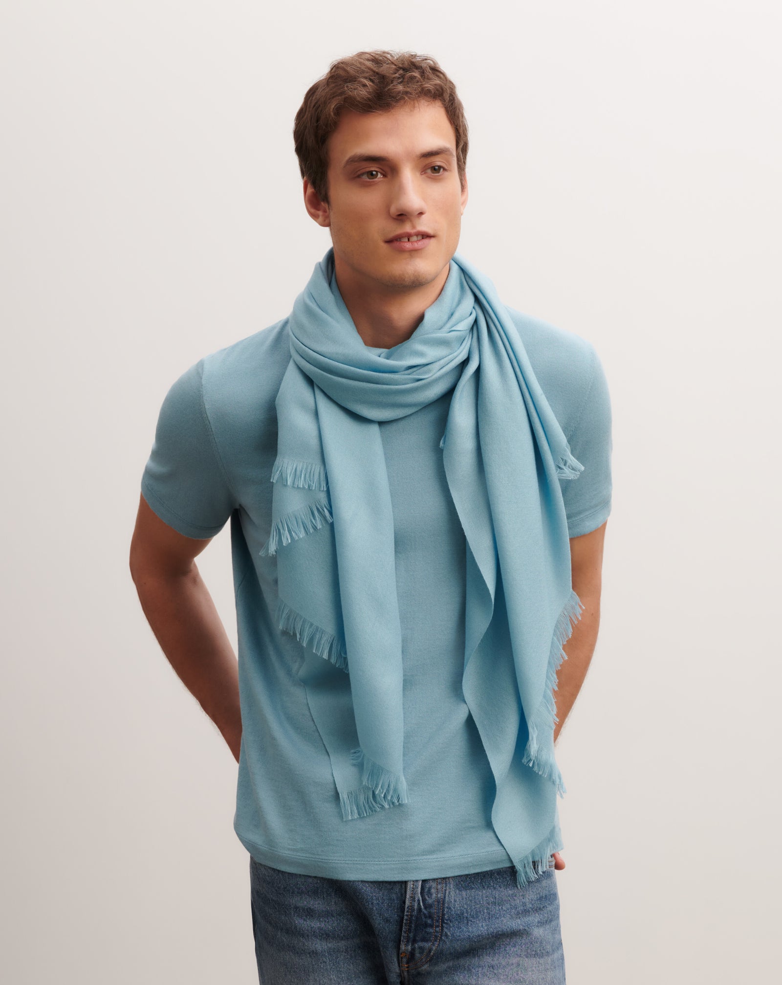 Etole en voile-BLEU HERON-100% cachemire