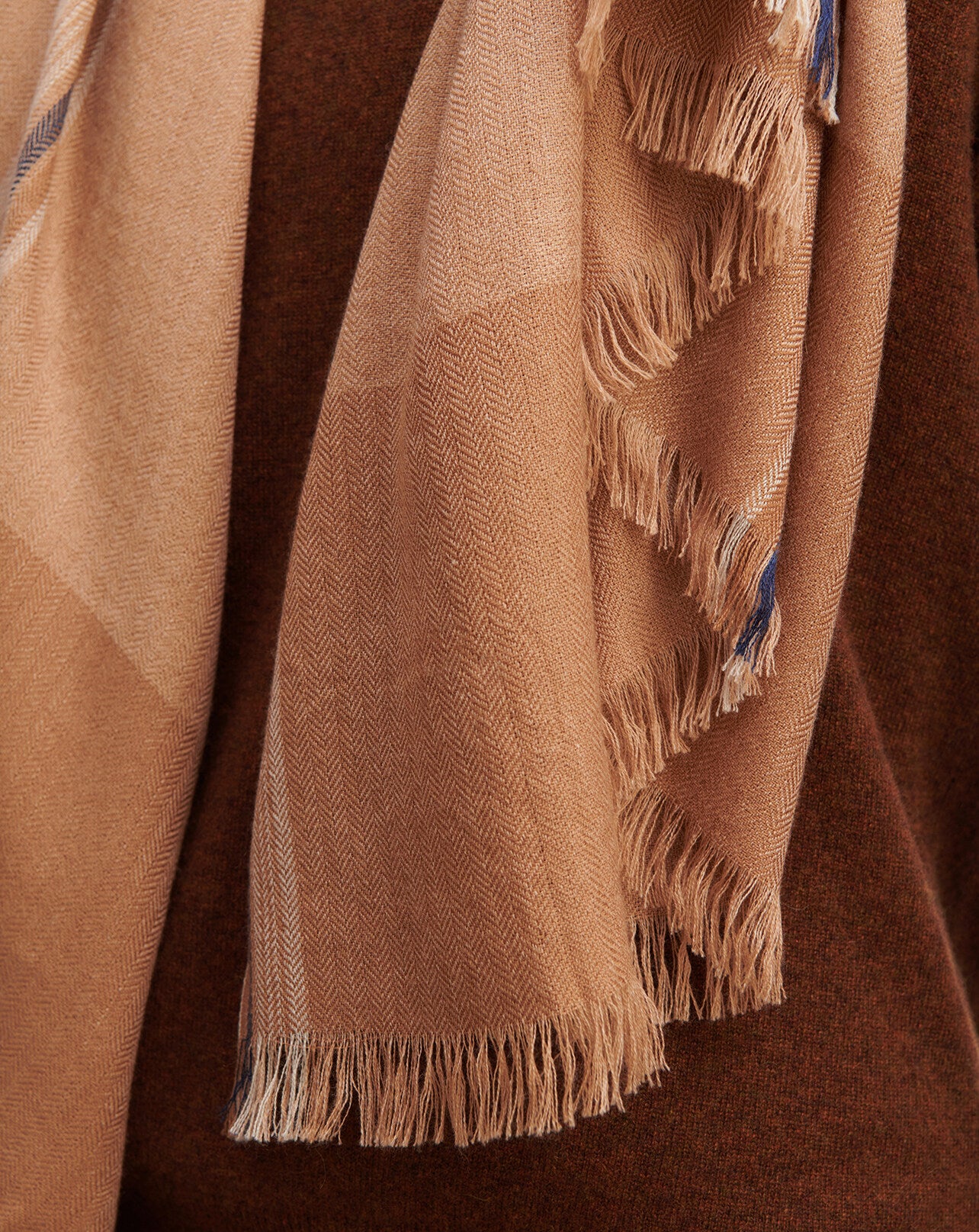 Etole maxi tartan-CARAMEL-100% cachemire