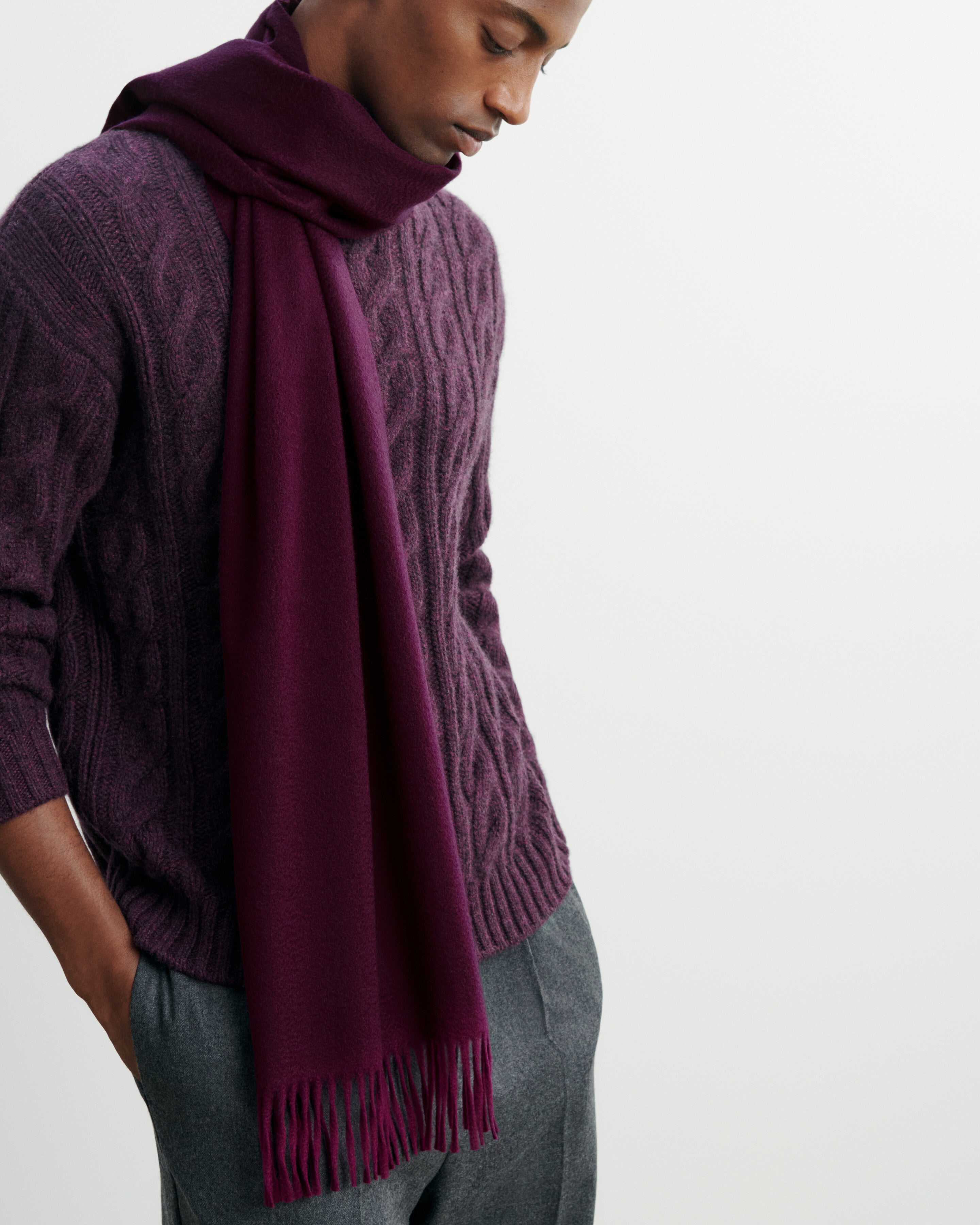 Echarpe classique EB-PRUNE DAMAS-100% cachemire