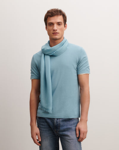 Petite étole en voile-BLEU HERON-100% cachemire