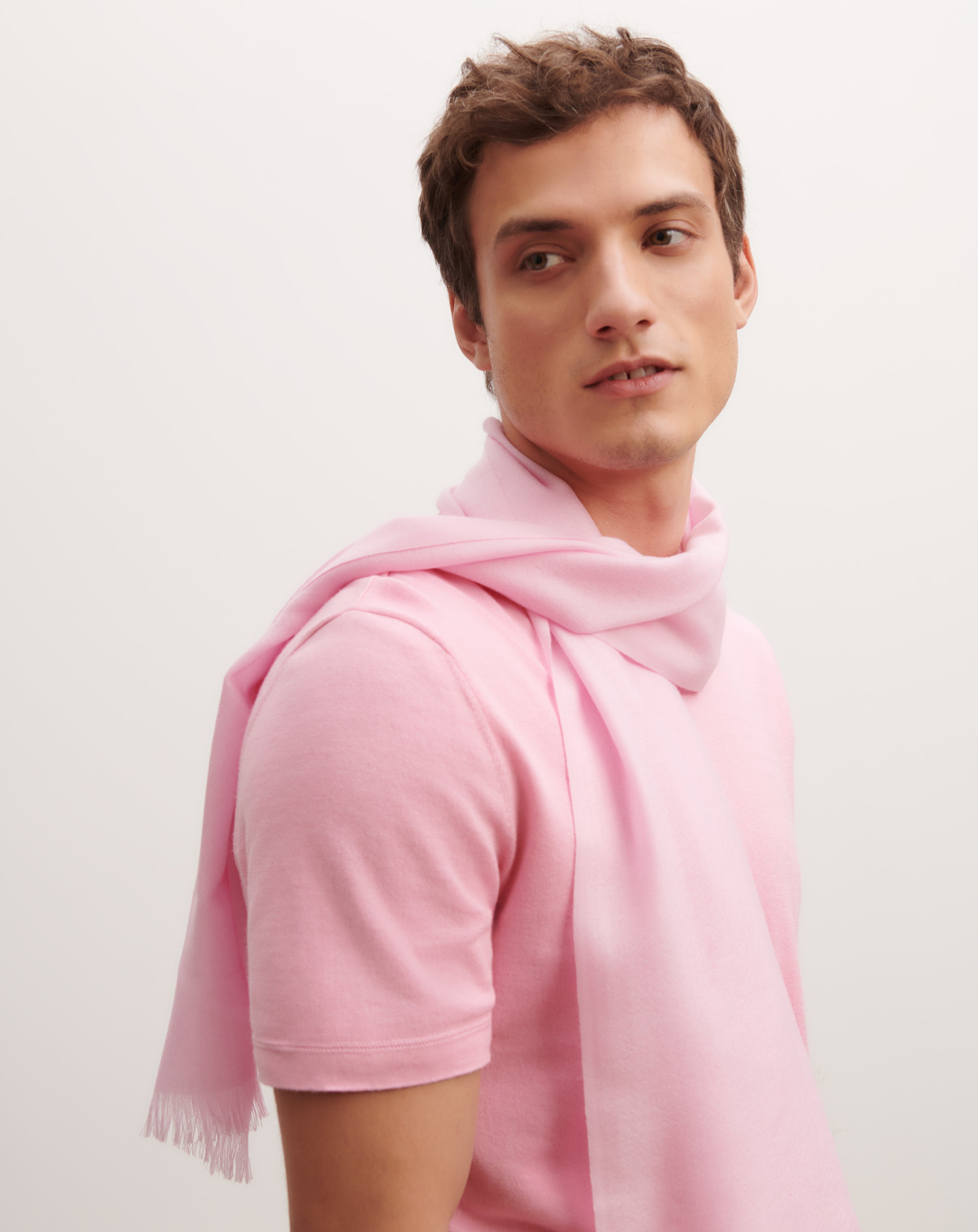 Petite étole en voile-ROSE INDIEN-100% cachemire