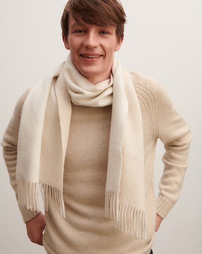 Écharpe double face-NATUREL/AVOINE-100% cachemire