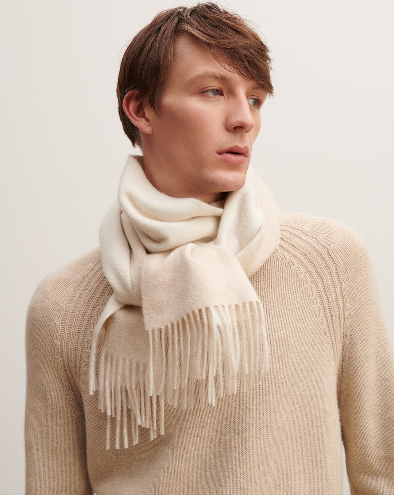 Écharpe double face-NATUREL/AVOINE-100% cachemire