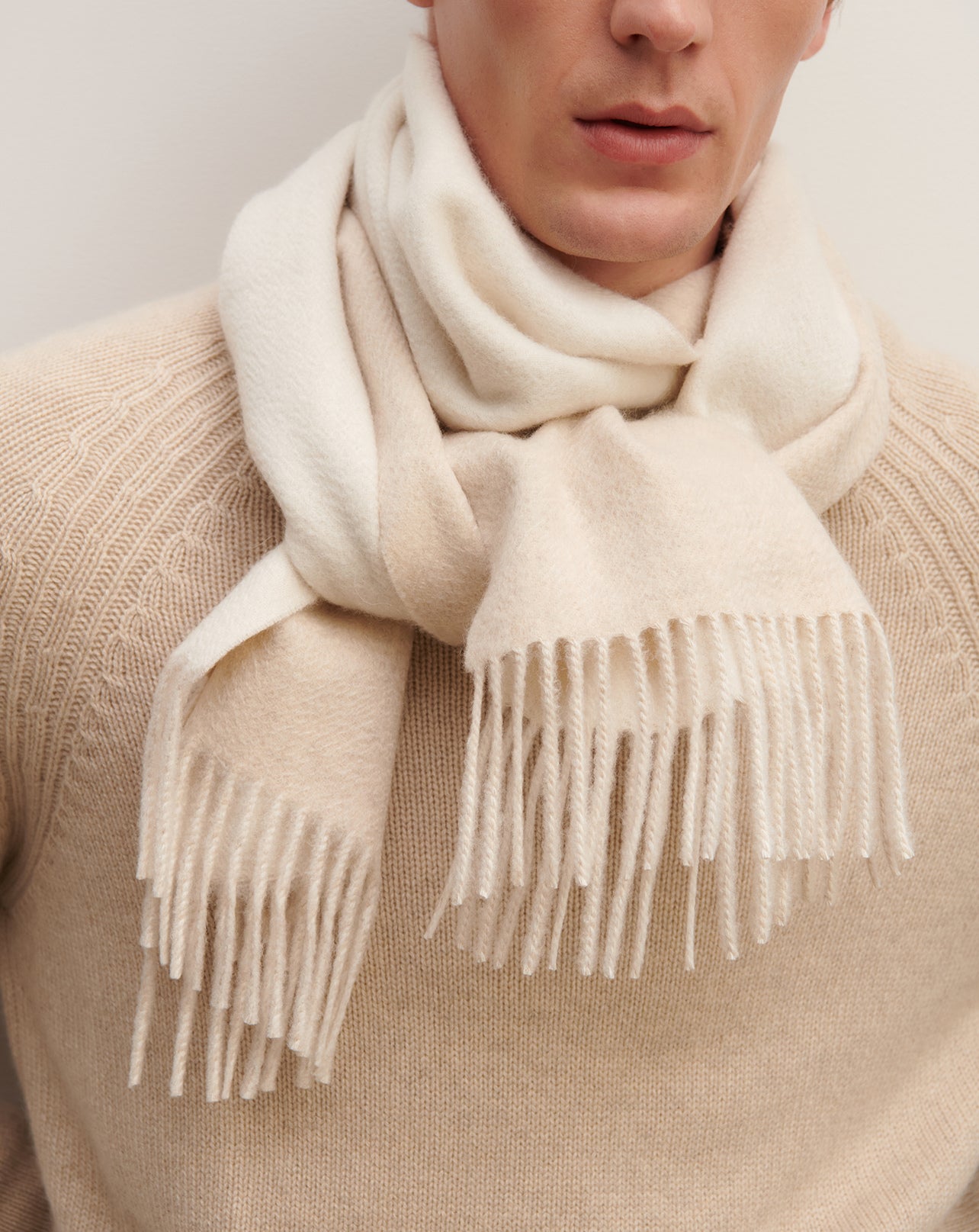 Écharpe double face-NATUREL/AVOINE-100% cachemire
