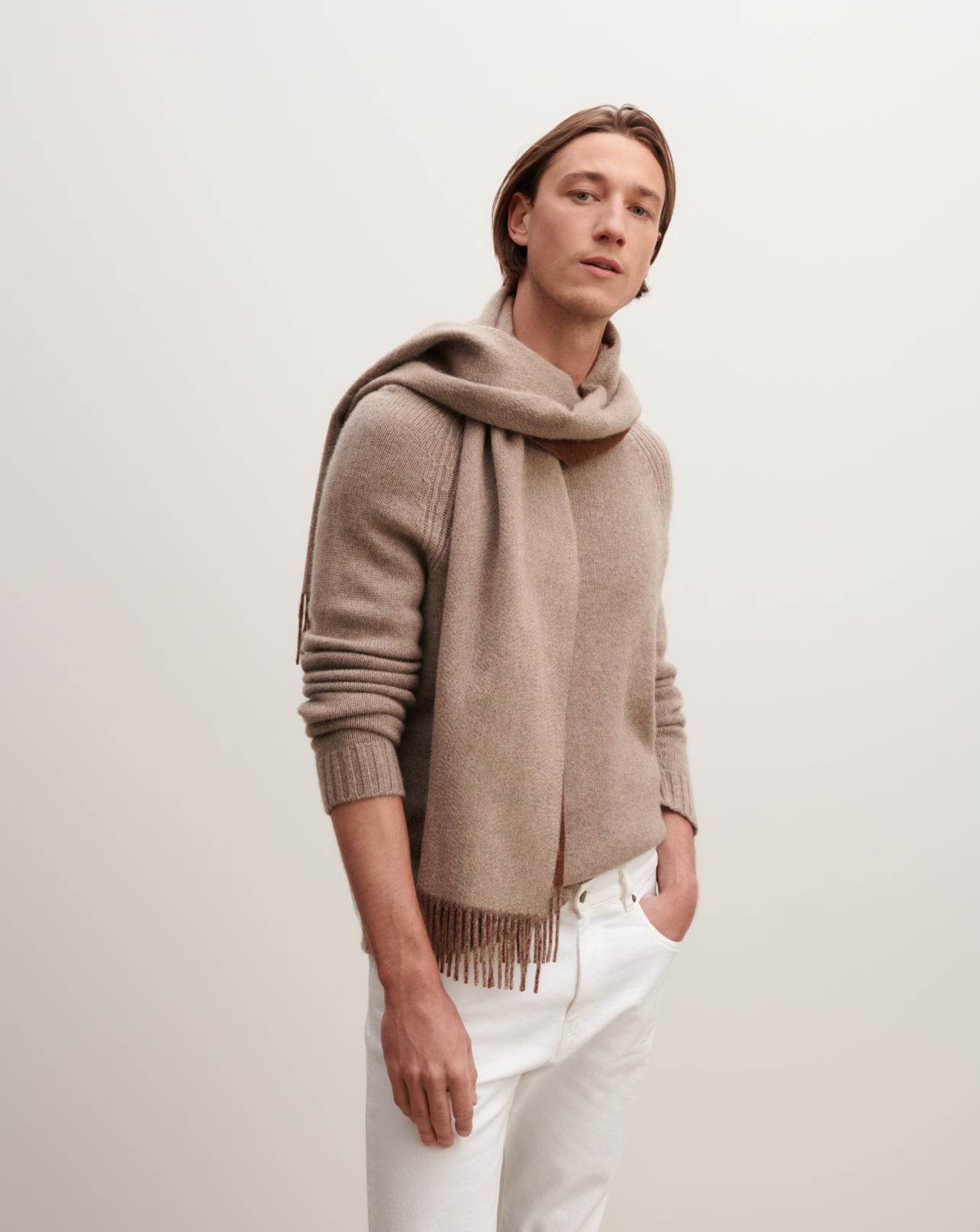 Echarpe double face-MILLET/ORME-100% cachemire