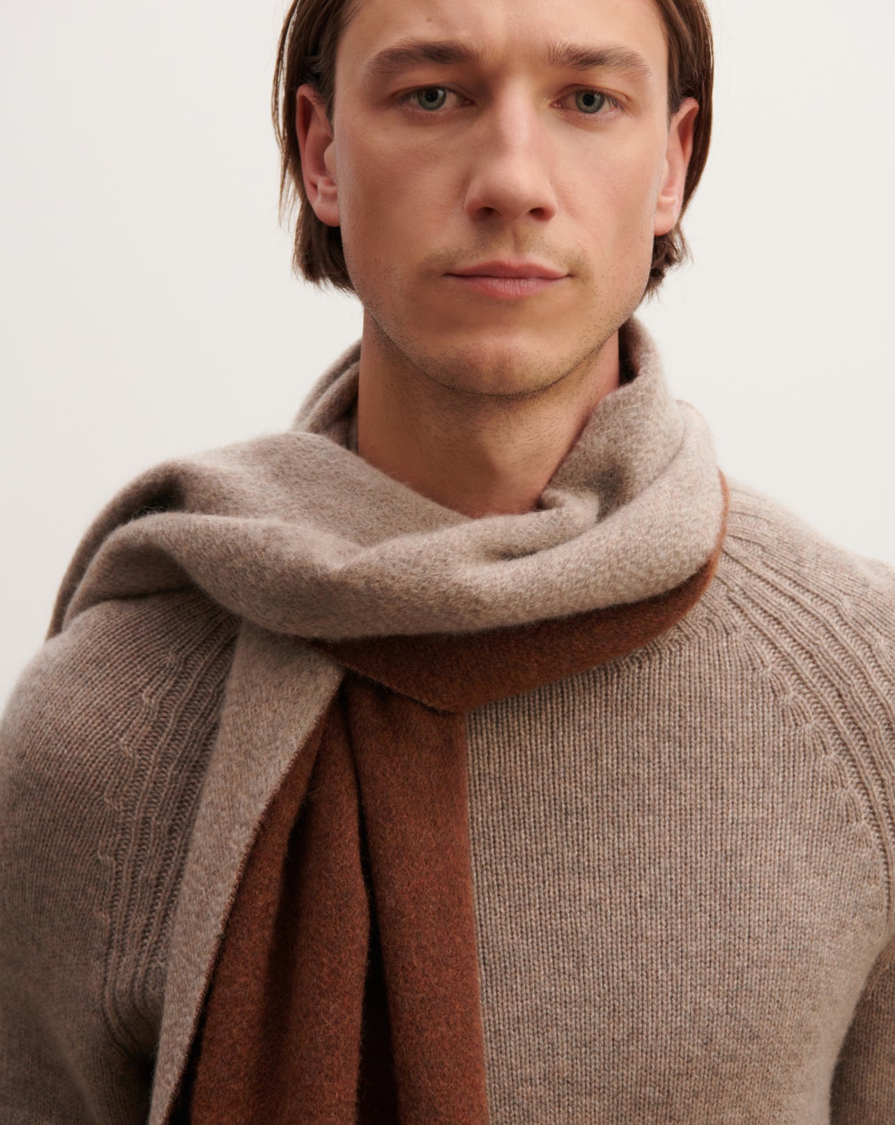 Echarpe double face-MILLET/ORME-100% cachemire