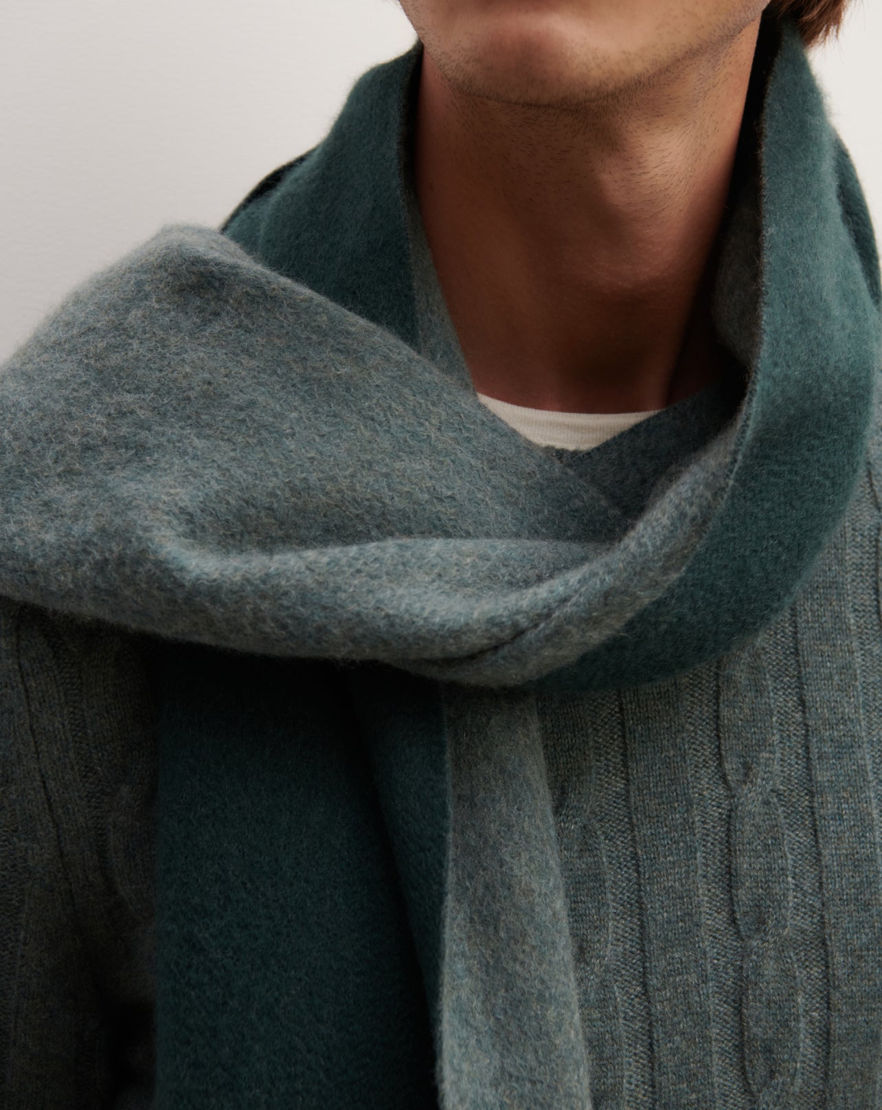 Echarpe double face-VERT ZURICH/VERT RIVAGE-100% cachemire