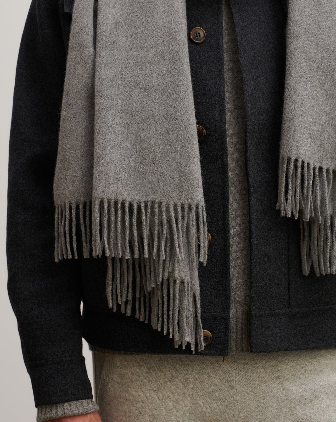 Maxi écharpe-GRIS METEORITE-100% cachemire