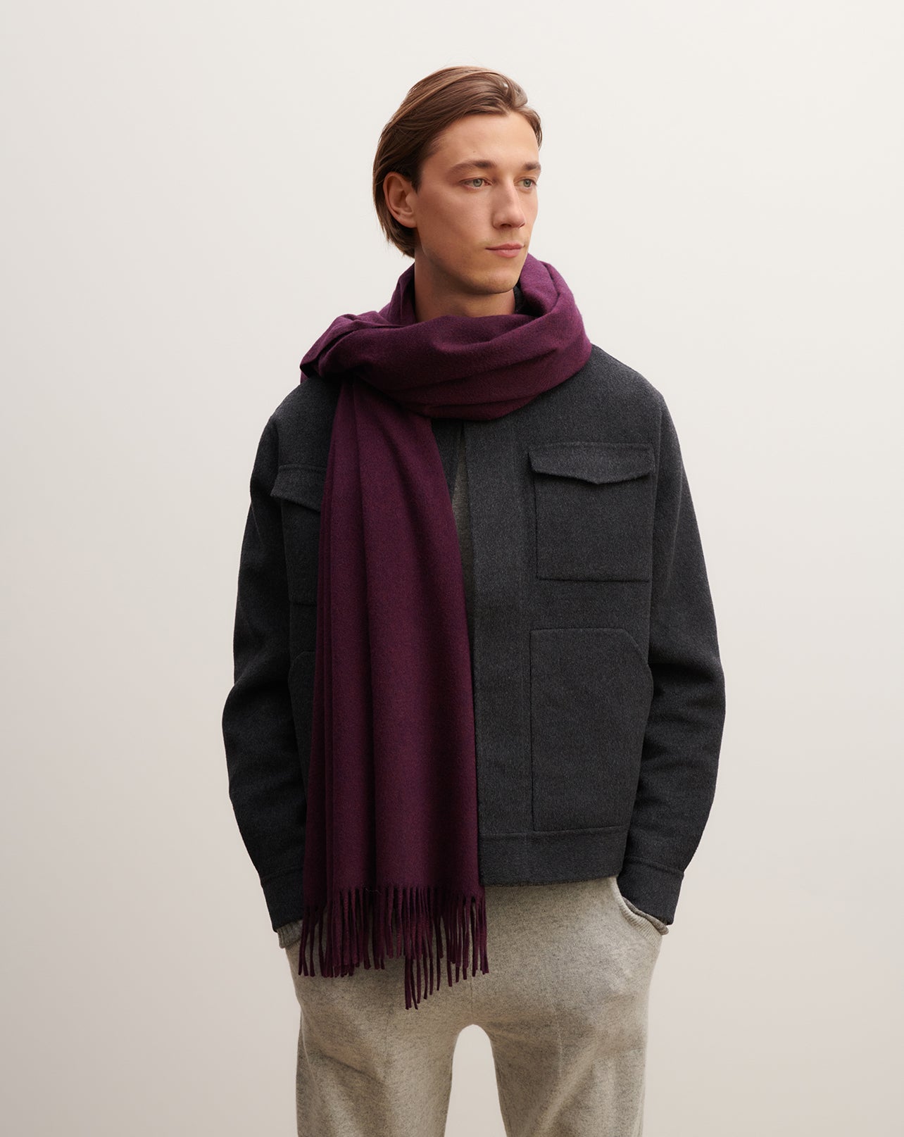 Maxi écharpe-PRUNELLIER-100% cachemire